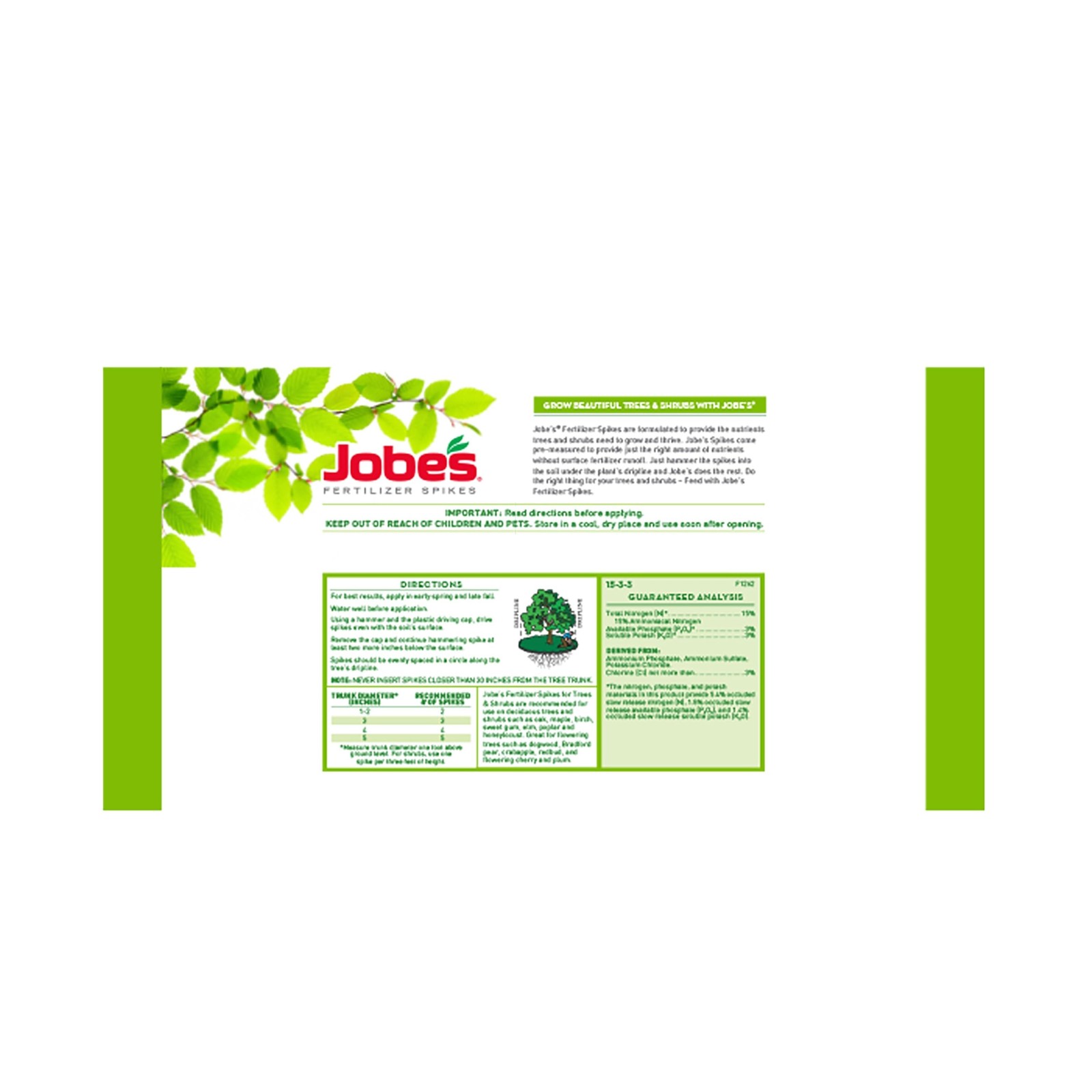 Jobe’s Slow Release Tree and Shrub Fertilizer Spikes, Easy Plant Care for