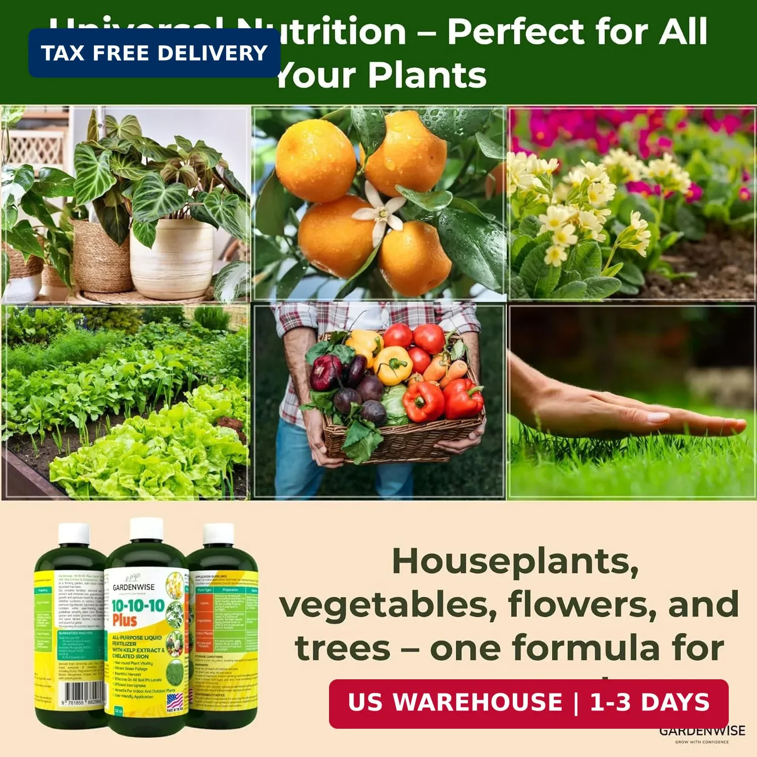 GARDENWISE 10-10-10 All Purpose Plant Food – Liquid Fertilizer with Seaweed Kelp
