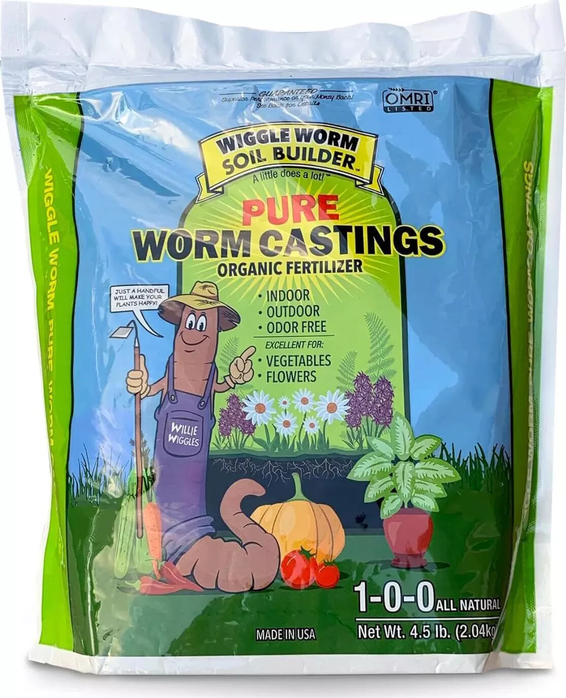 100% Pure Organic Worm Castings Fertilizer, 4.5-Pounds – Improves Soil Fertility