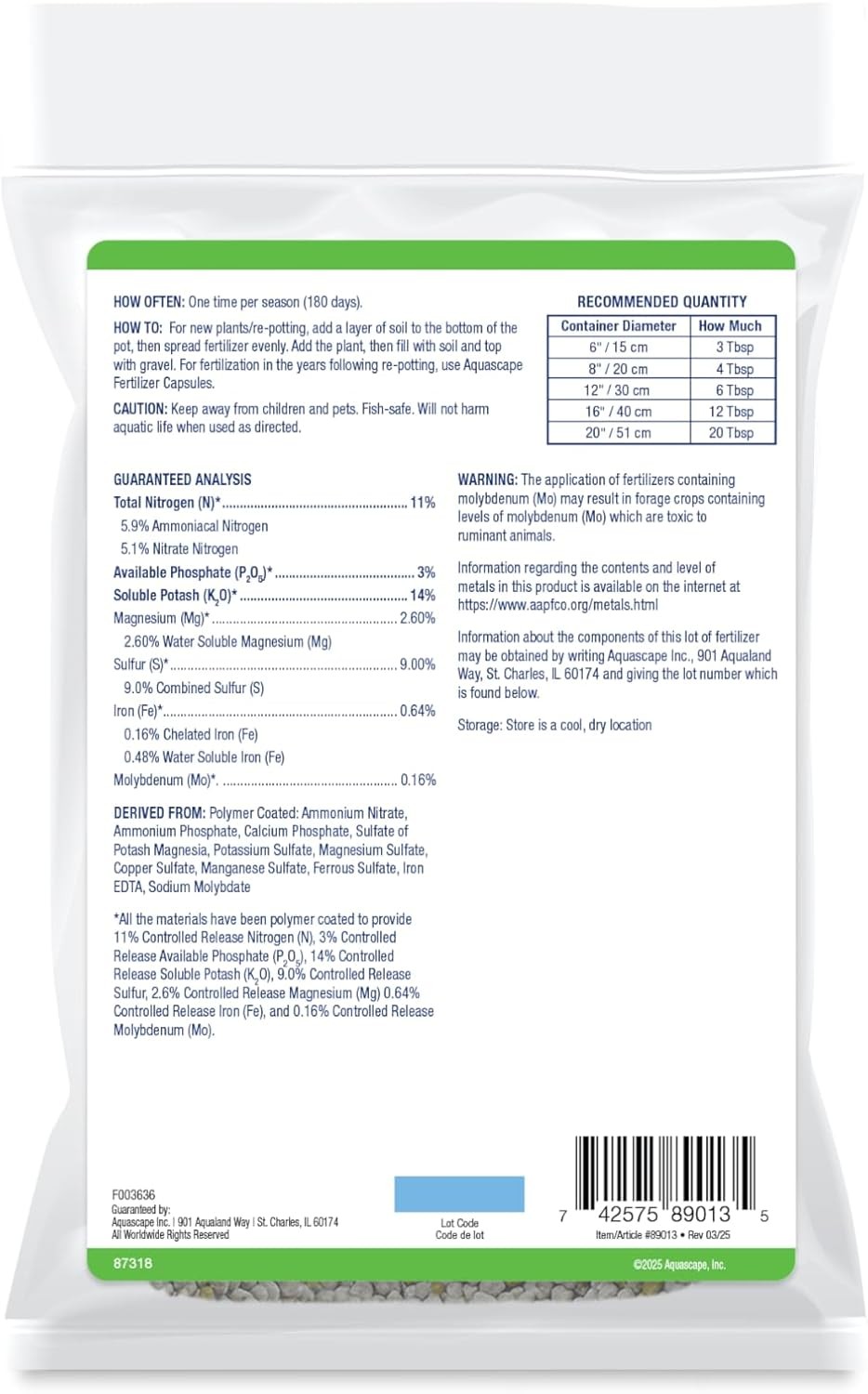 Aquascape Once-A-Year Pond Plant Fertilizer, Granular Formula, 2 lb (907 g), Sup
