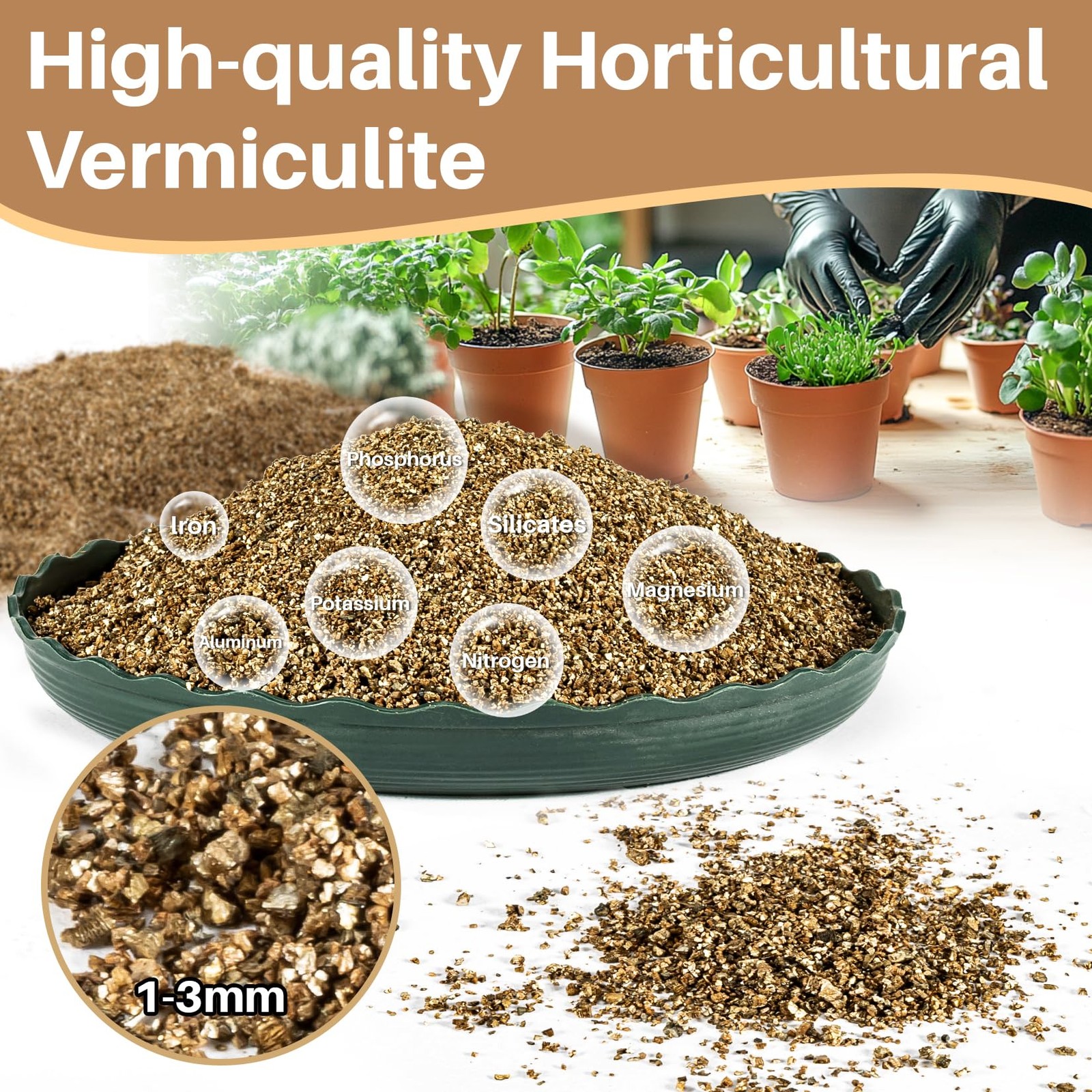 RAINFLOW Vermiculite – 14OZ for Gardening Organic Soil Yellow