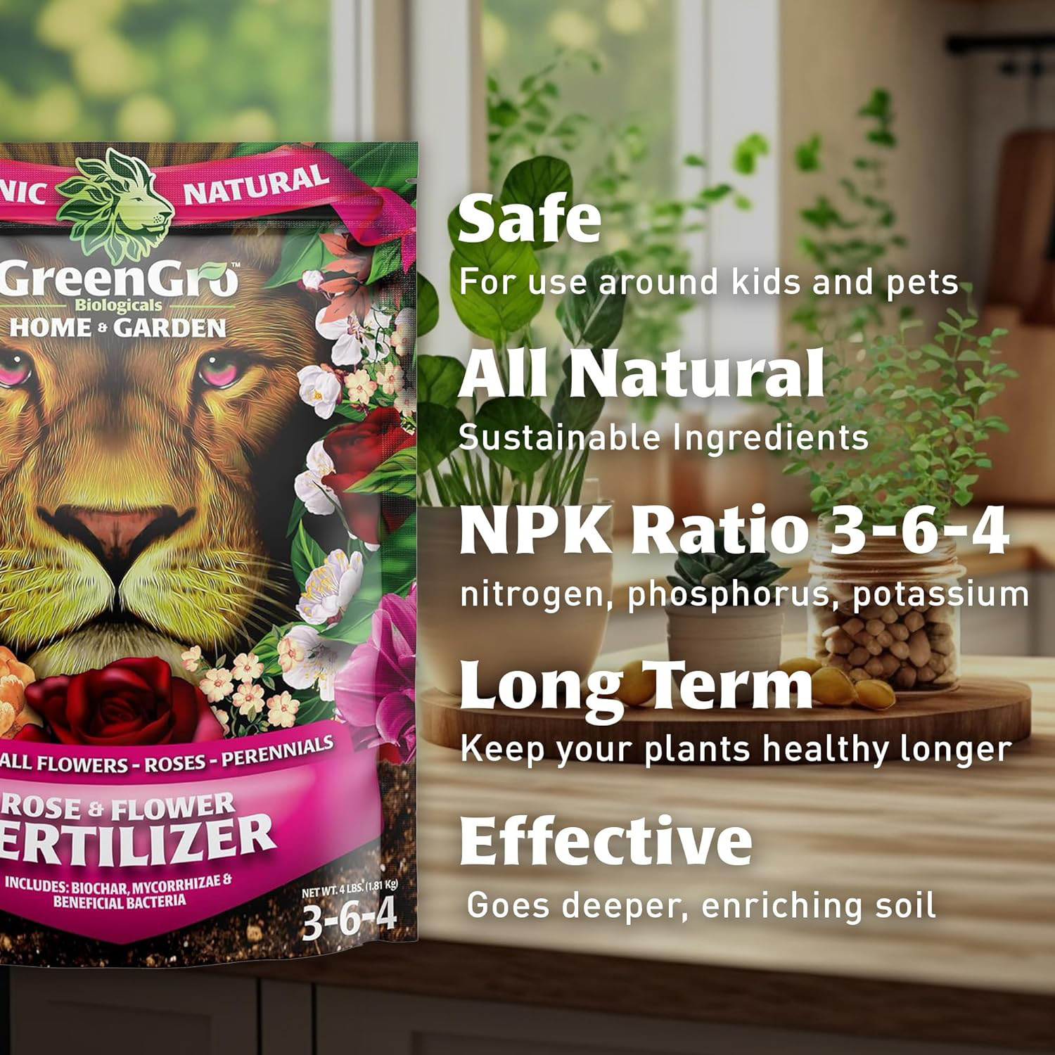 Rose & Flower Fertilizer OMRI Listed 4 lbs by GreenGro Biologicals