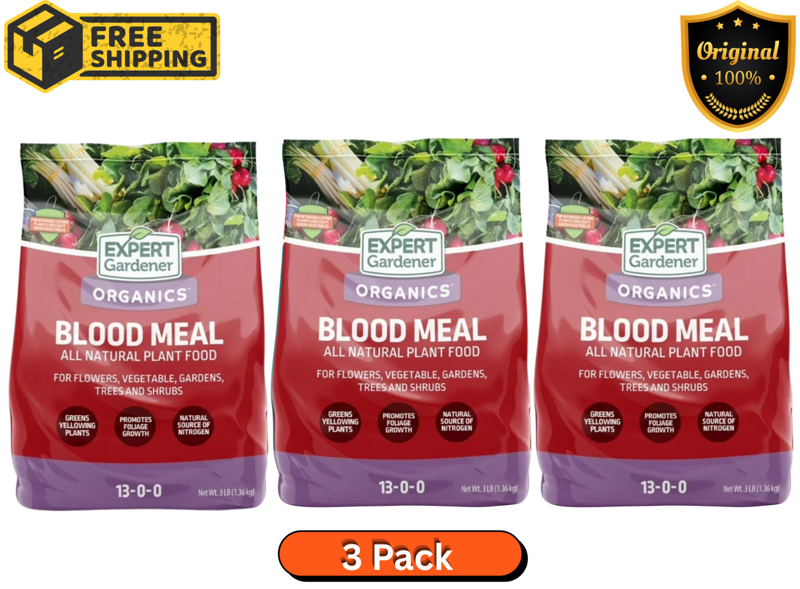 Blood Meal Fertilizer 13-0-0 Organic Nitrogen Plant Food 3 lb Natural Nutrient