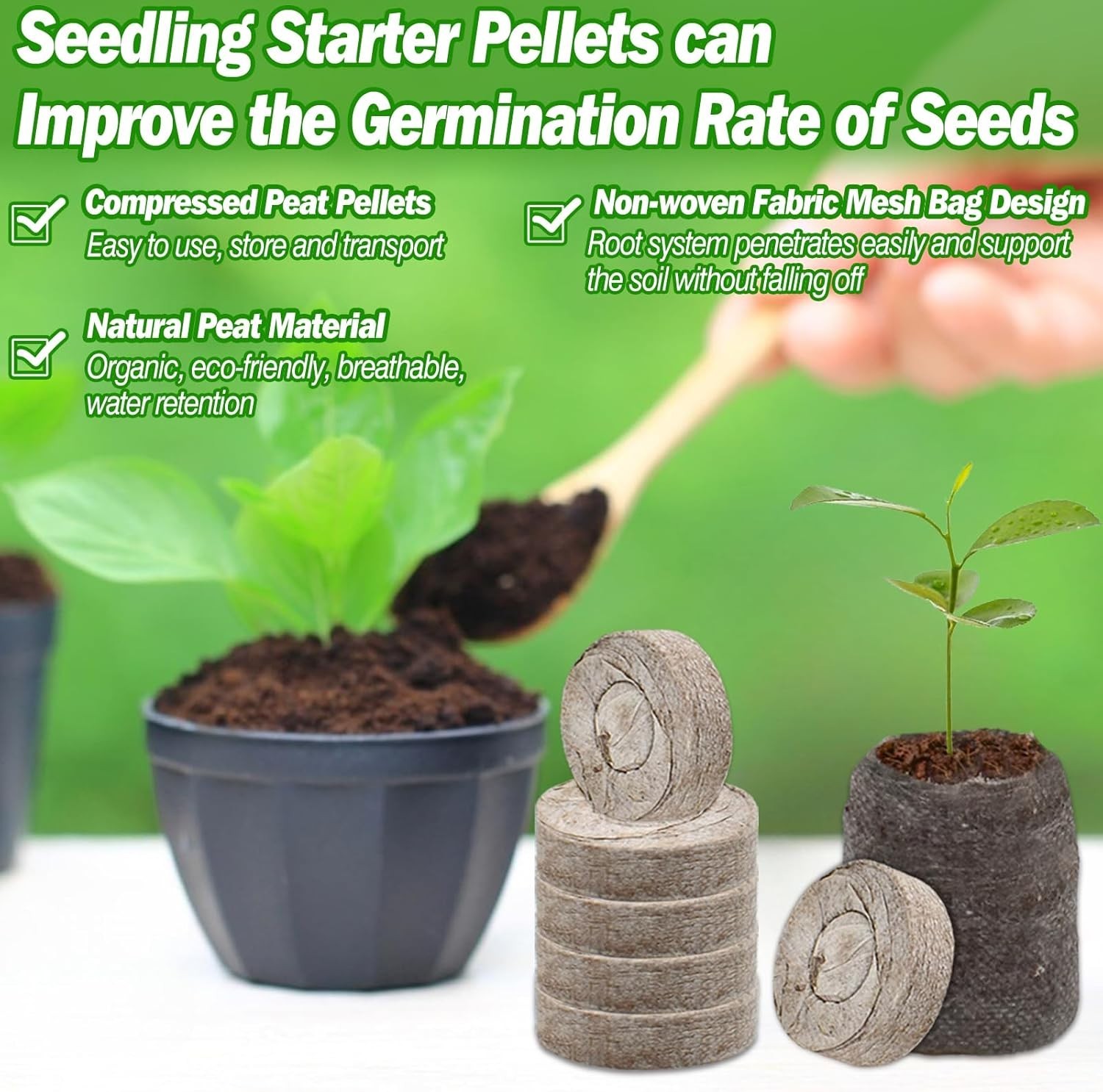 50 Pcs 36mm Seed Starter Peat Pellets for Seedlings, Compressed Seed Starter …
