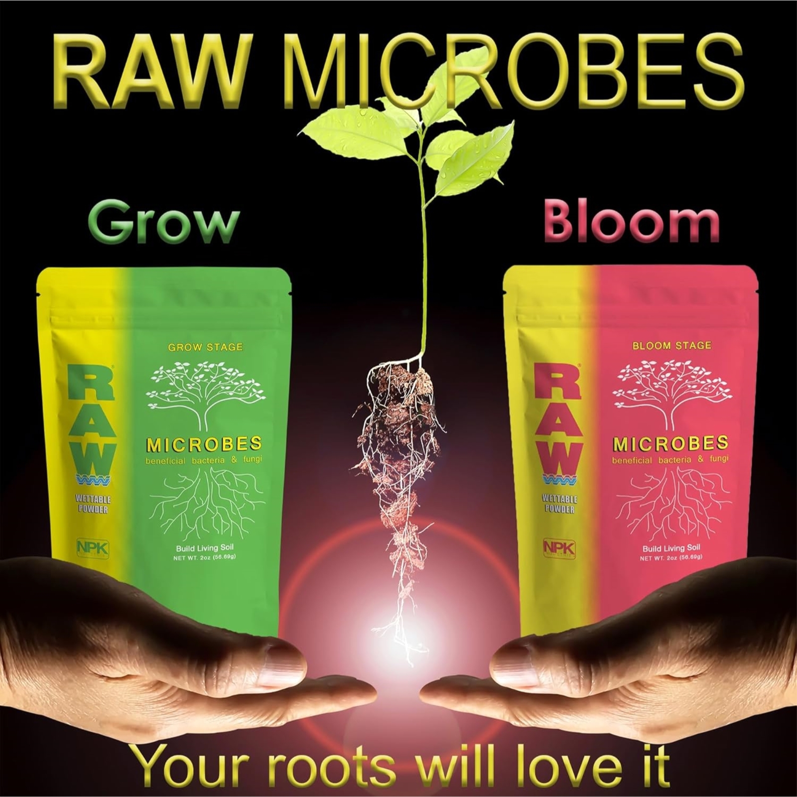RAW Microbes Bloom Stage Beneficial Bacteria & Fungi Water-Soluble Powder, 2oz