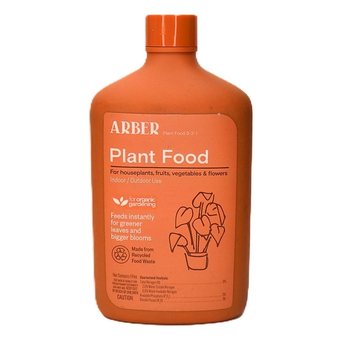 Arber Organic Plant Food3-2-1 Liquid Concentrate 16oz. for Indoor or Outdoor Use