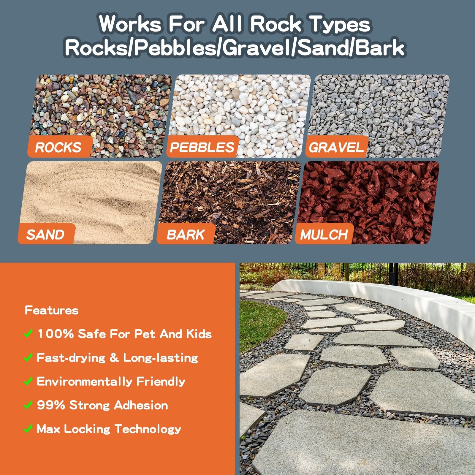 Rock Glue, 1Gallon Mulch Bond for Landscaping with Sprayer, Lasts Up to 2 Yea…