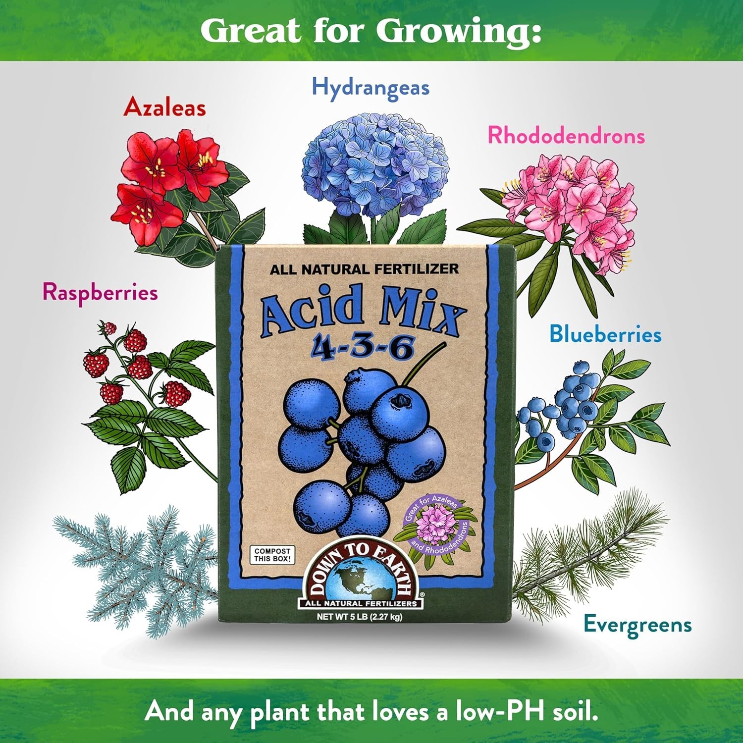 5 Pound Organic Fertilizer for Acid Loving Plants Granules for Healthy Growth