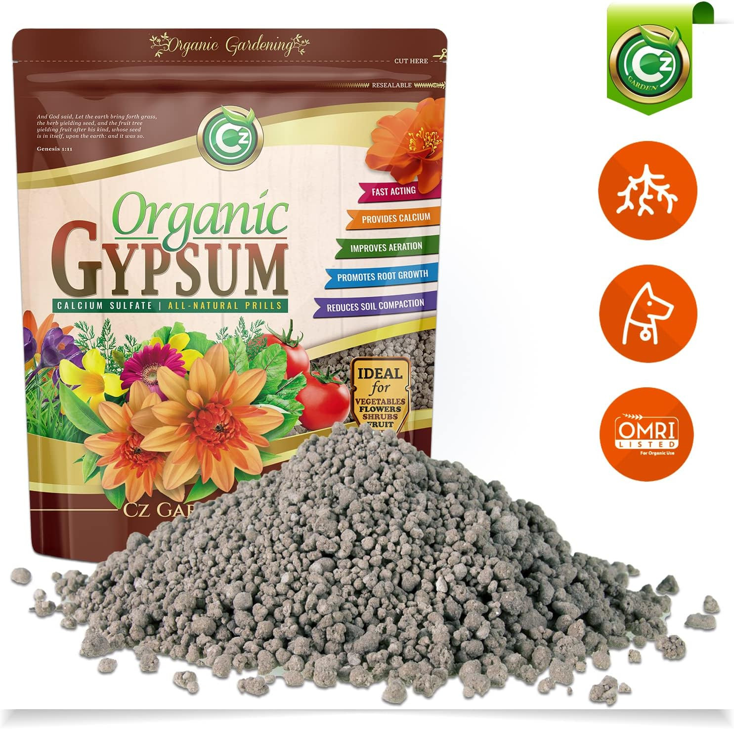 Gypsum Granules – Made in USA – Calcium Sulfate Dihydrate – Garden Soil Amendmen