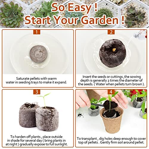 50Pcs 50mm Peat Pellets Starter Pods Fiber Soil Plant Starting Plugs Peat Pellet