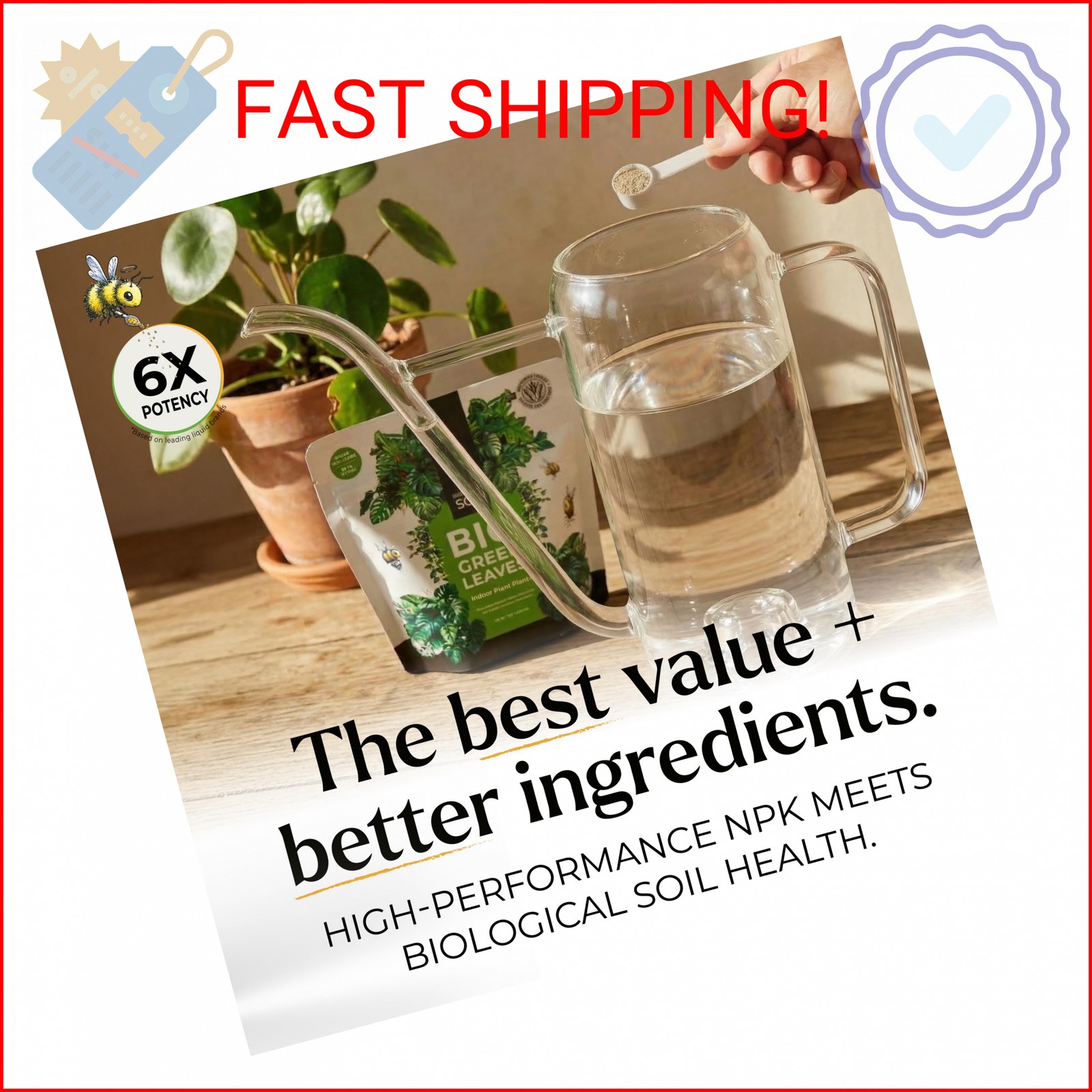 Big Green Leaves Indoor Plant Food – 4X Concentrated Houseplant Fertilizer with