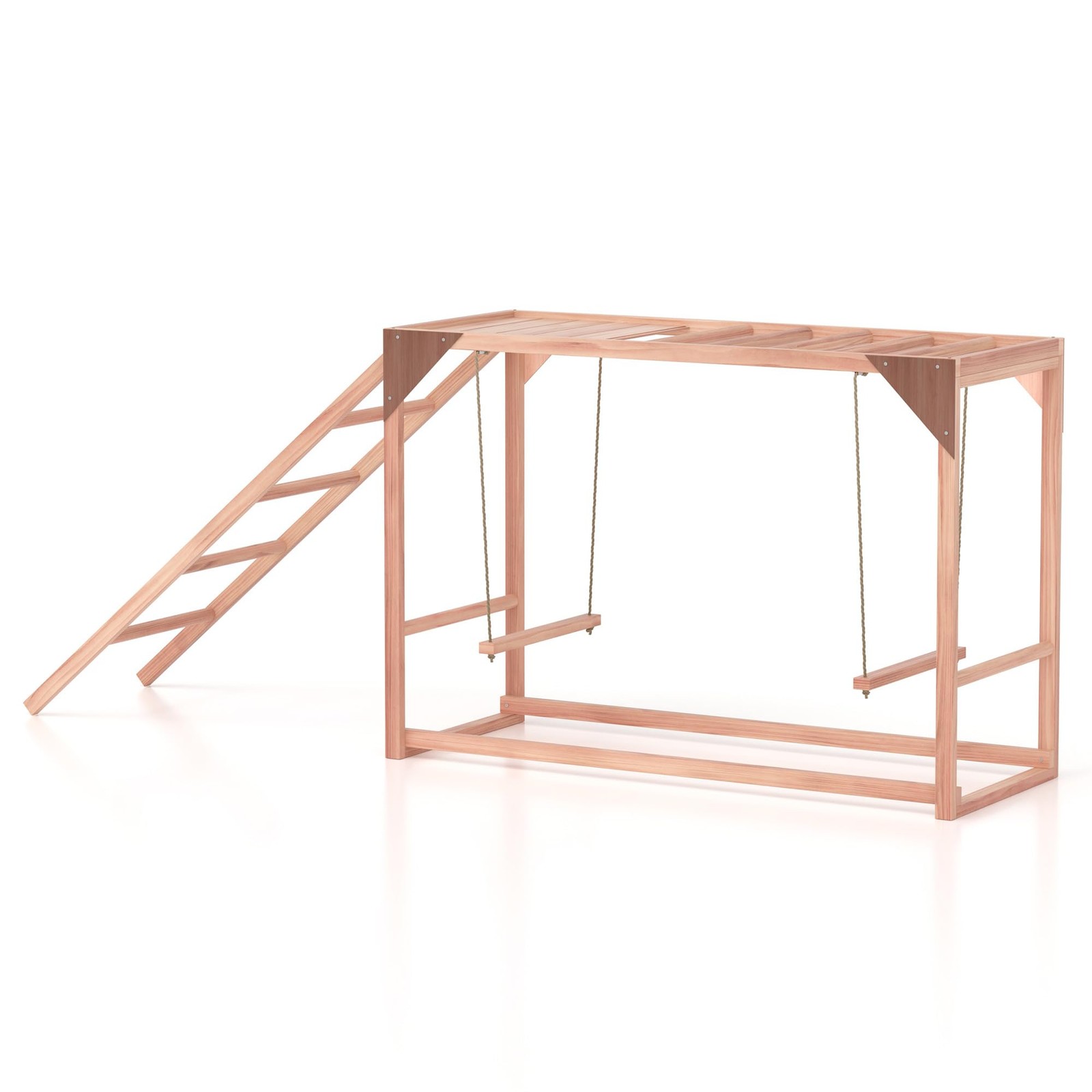 Phonjoroo Chicken Coop Chicken Perches Swing Toy Ladder Platforms Food Storage