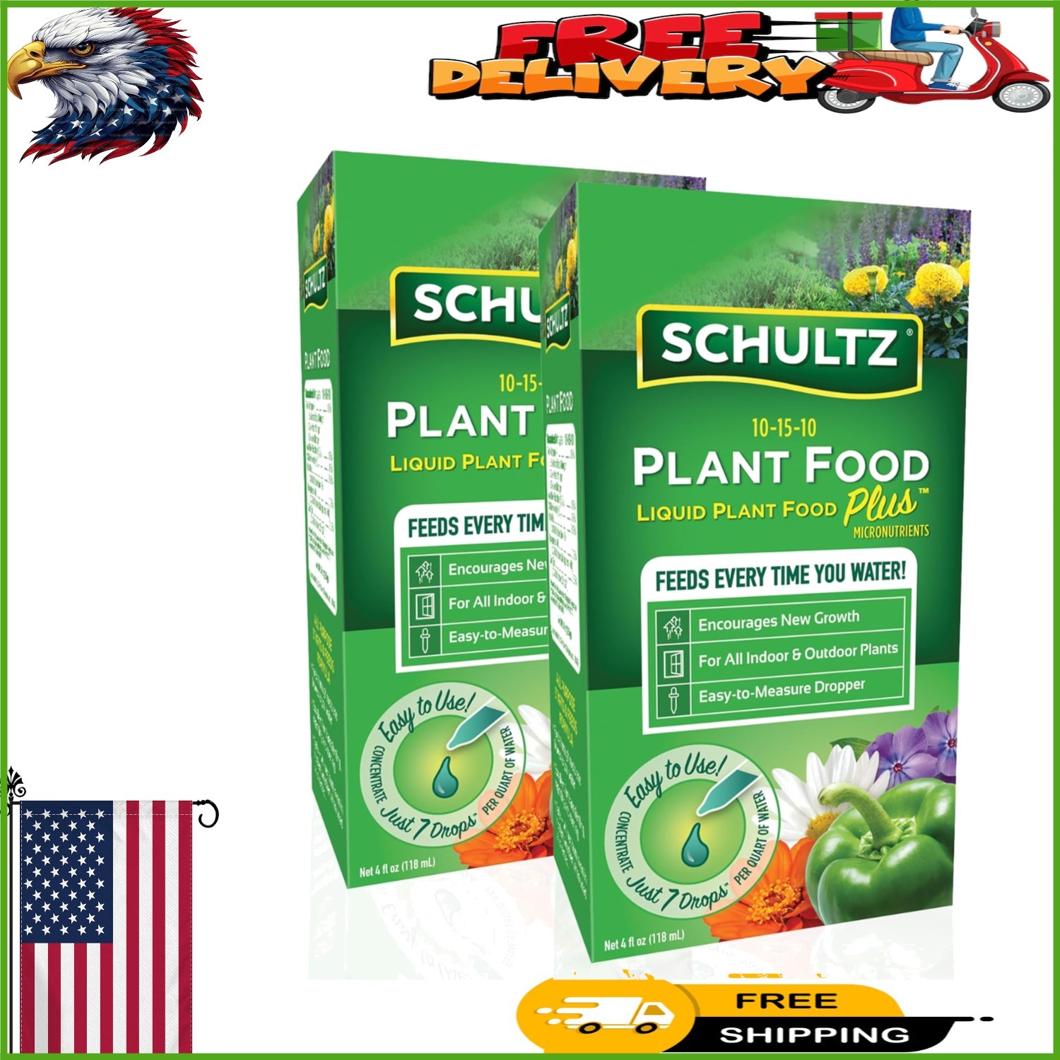 Enhance Plant Growth with All Purpose 2-Pack Liquid Plant Food, 4-Ounce Drops