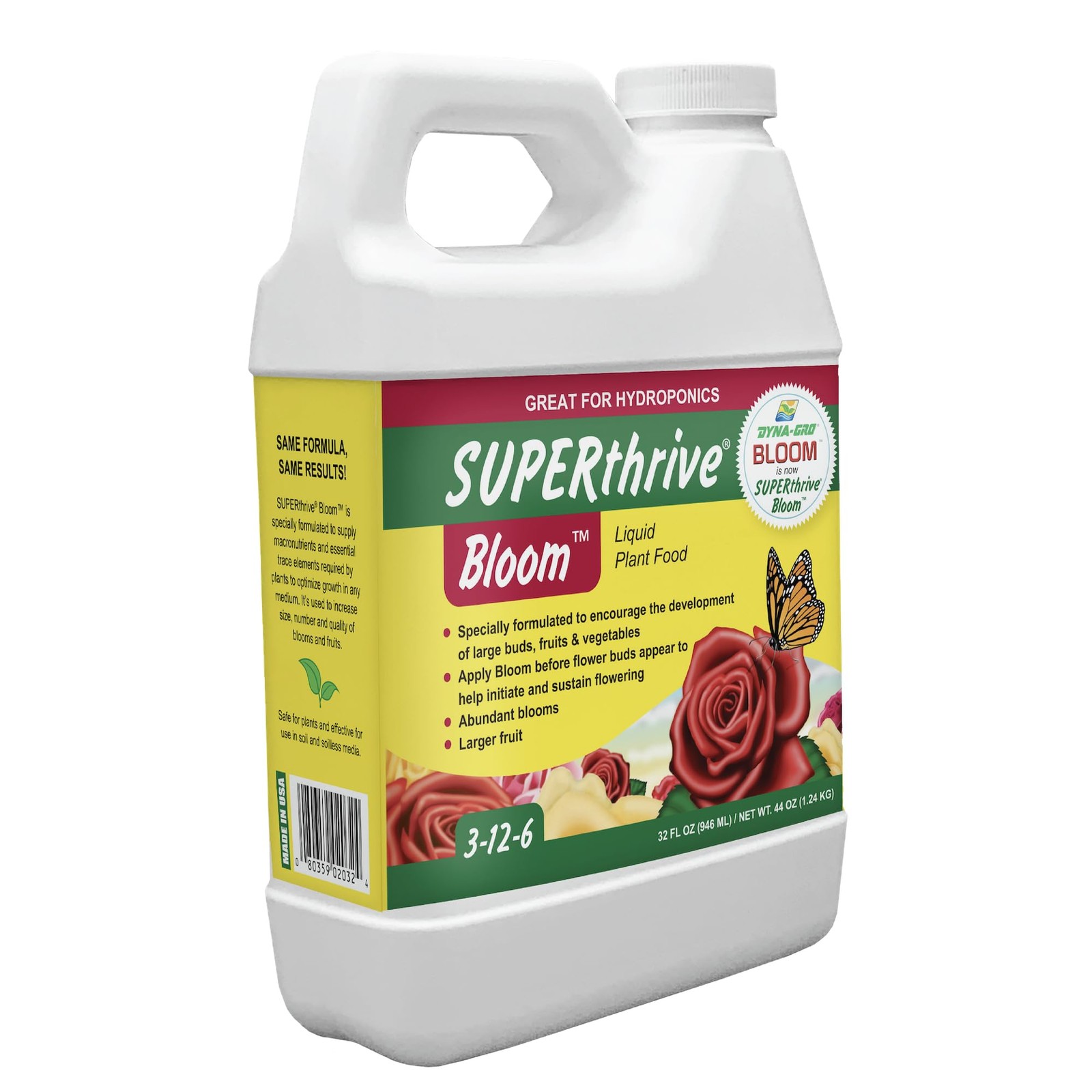 Dyna-Gro Bloom BLM-032 3-12-6 Plant Food, 1-Quart 1 Quart, 1 qt