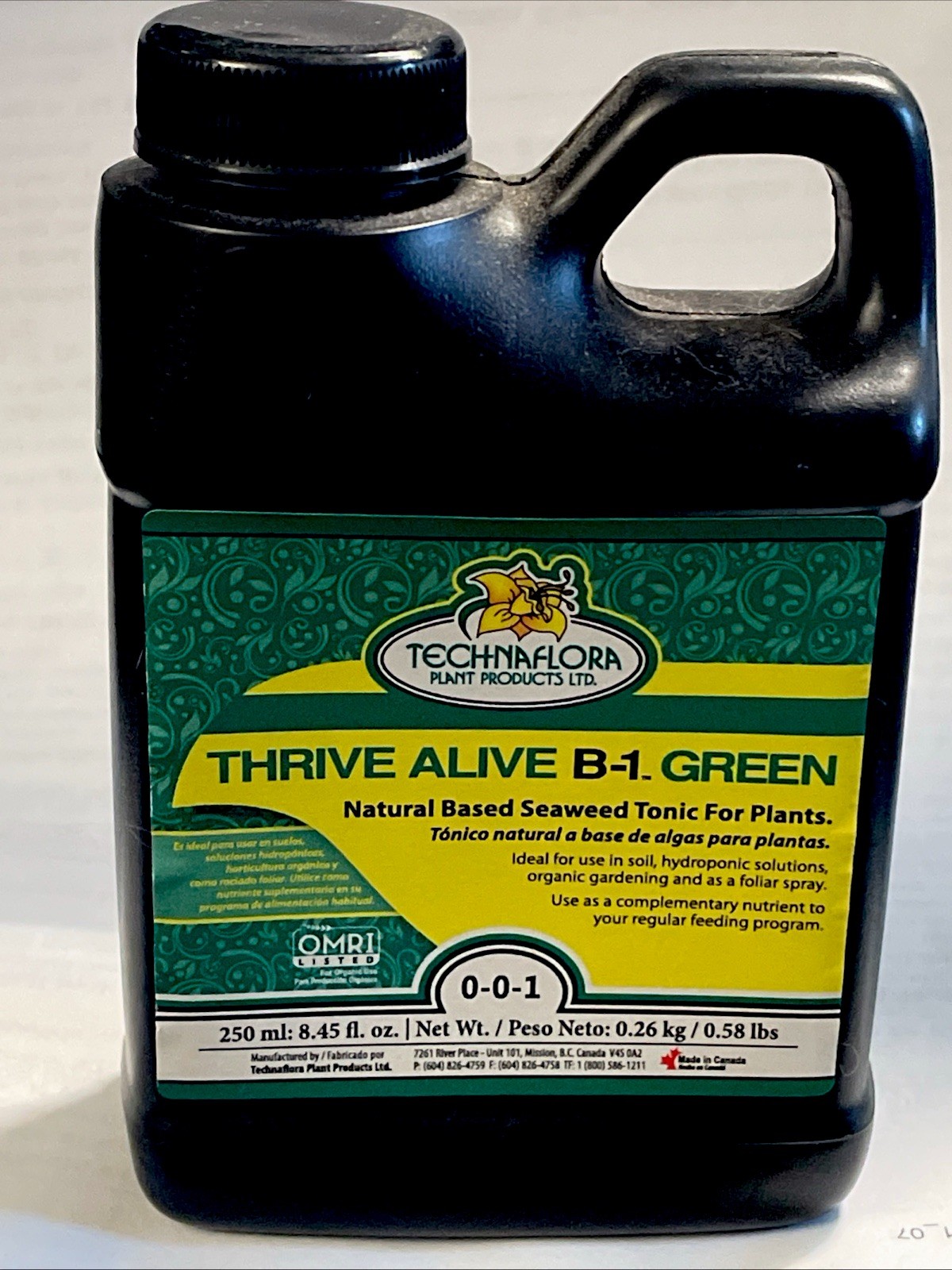 Technaflora Thrive Alive B-1 Green 250ML (8.45 oz) Organic Seaweed Nutrient