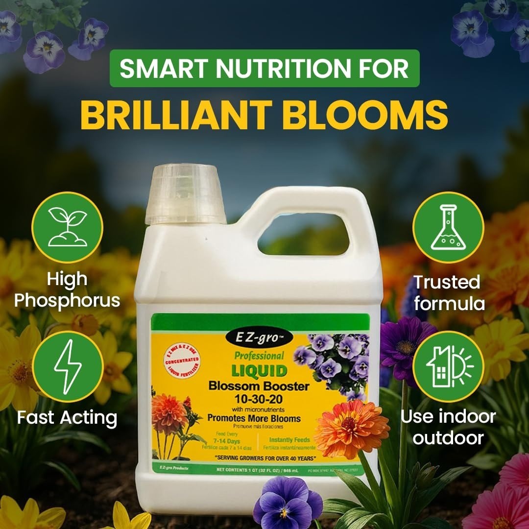 EZ-GRO 10-30-20 Blossom Booster Liquid Fertilizer – 1 QT Plant Food