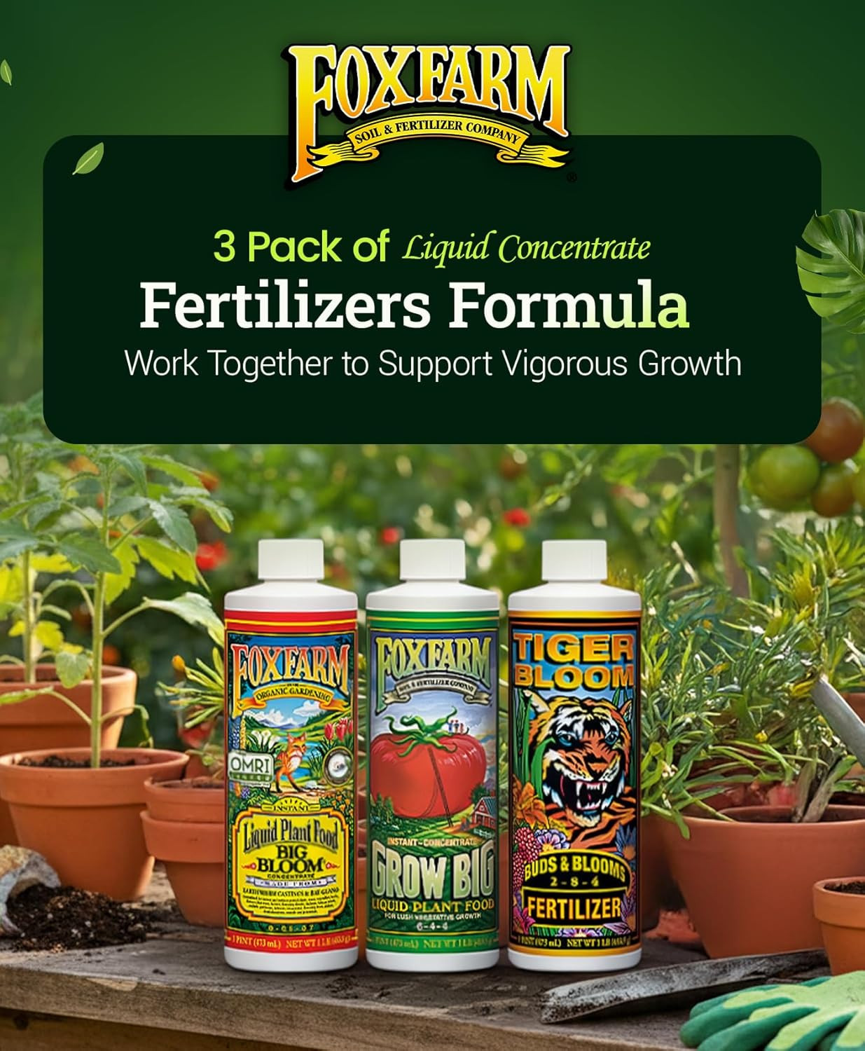 Foxfarm Soil Liquid Trio Pack – Big Bloom, Grow Big, Tiger Bloom Fertilizers