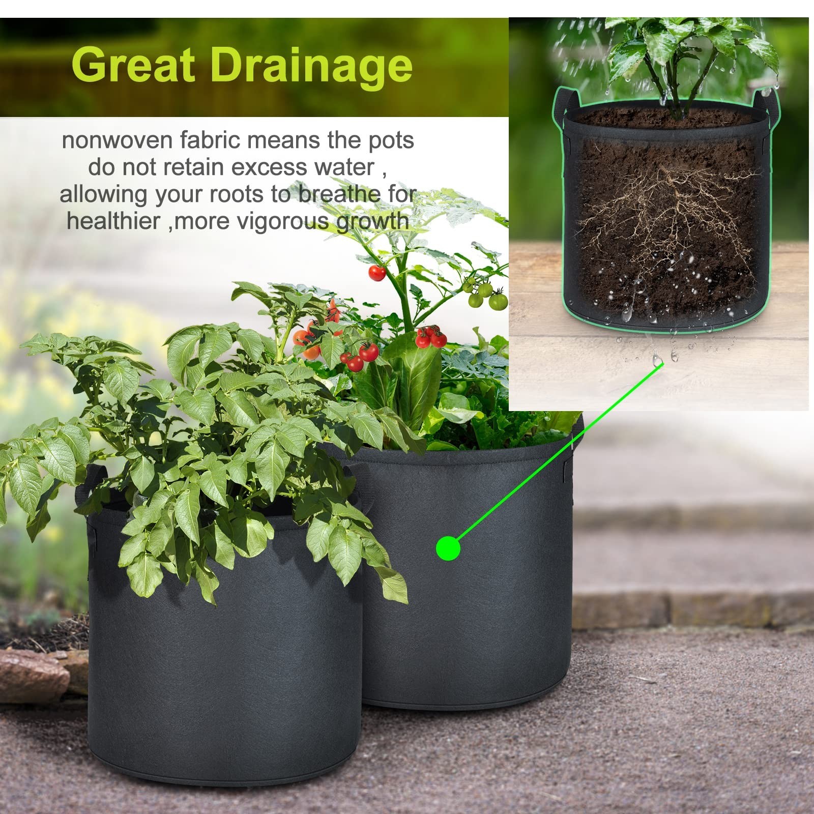 6-Pack 12 Gallon Grow Bags | 300G Thickened Nonwoven, Plant Fabric Pots, Rein…