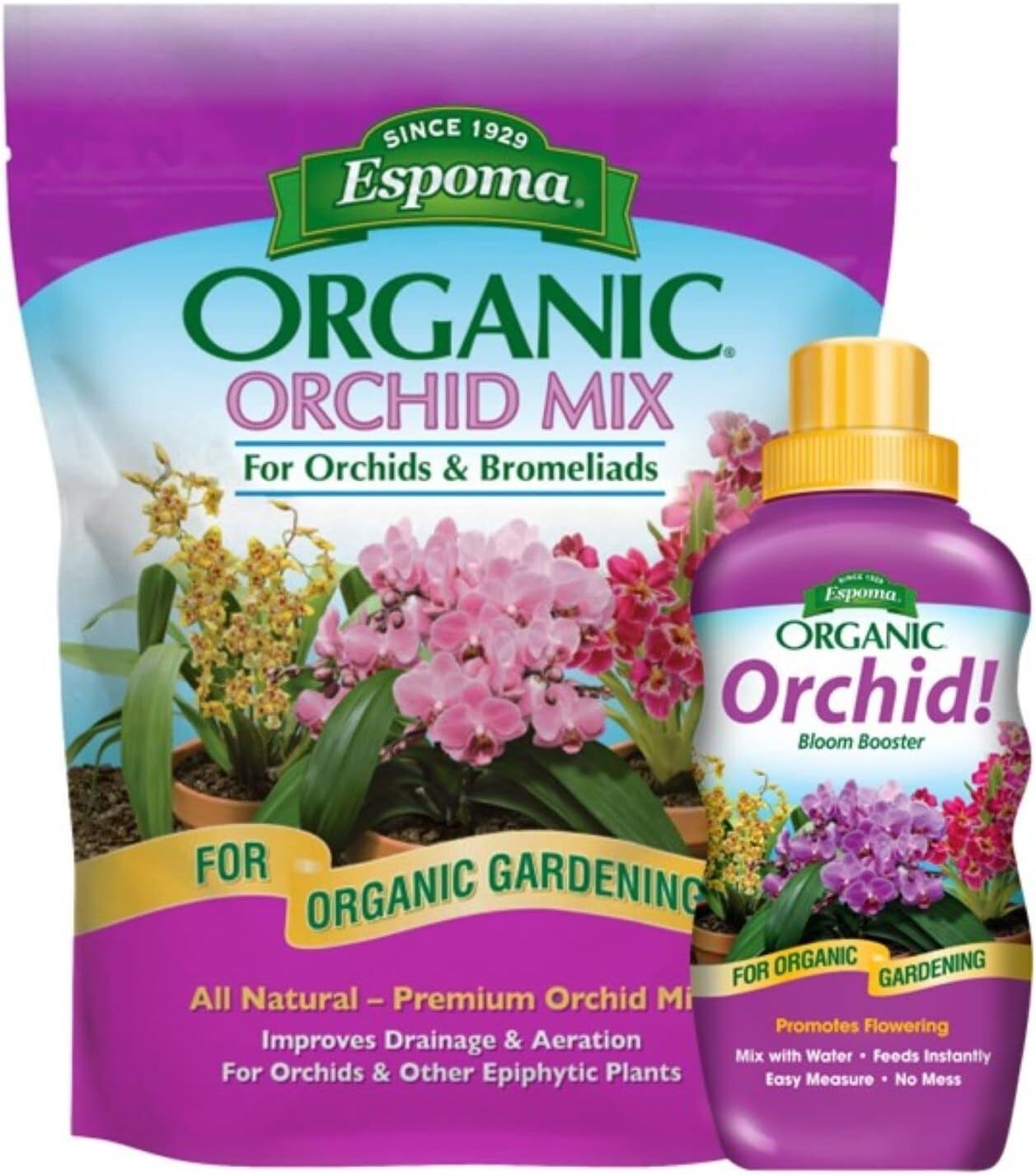 Espoma ORPF8 OR4 Organic Orchid Bromeliad Plant Food + Soil Mix Combo