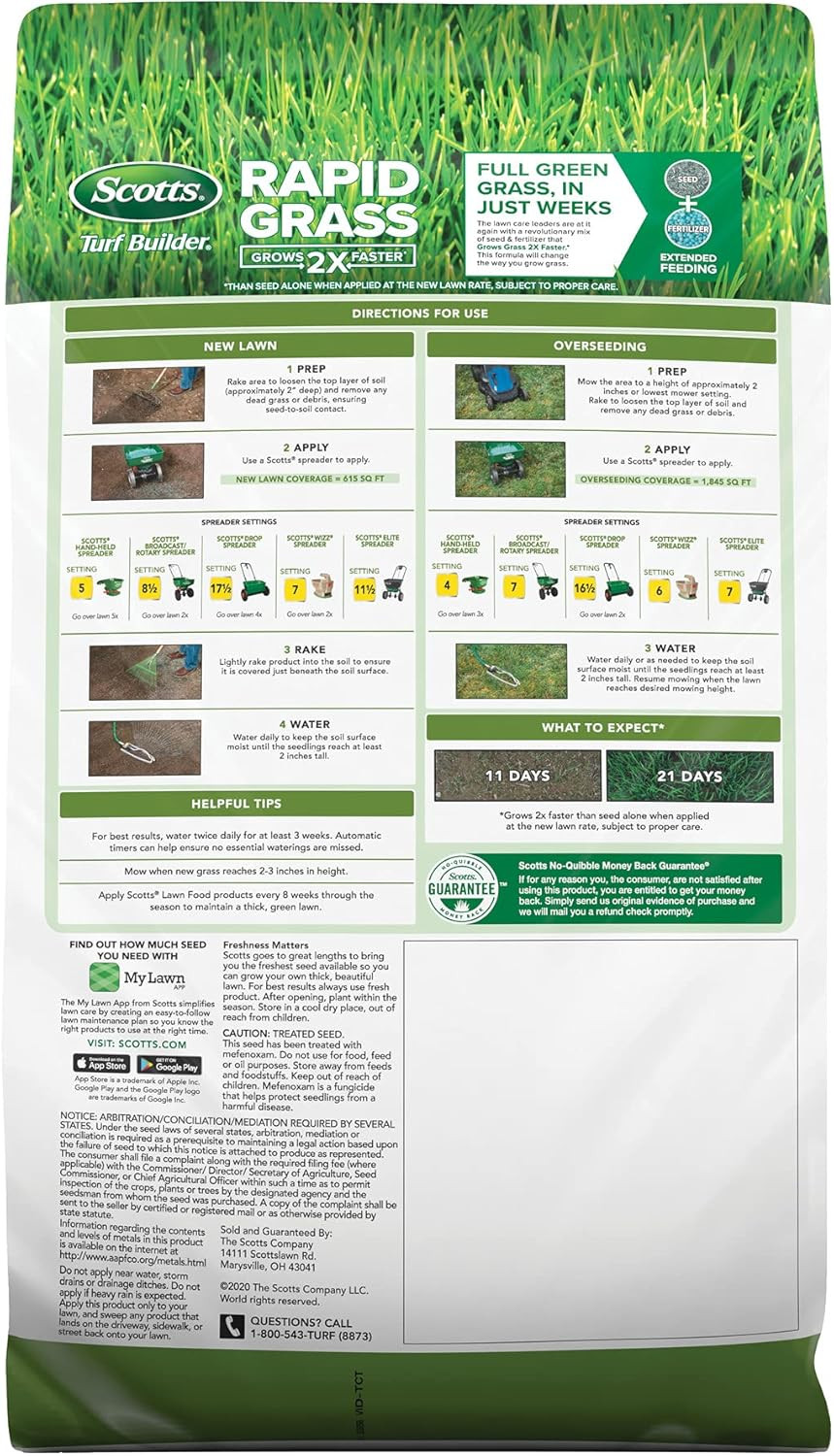 Scotts Turf Builder Rapid Grass Tall Fescue Mix – Combination Grass Seed and Fer