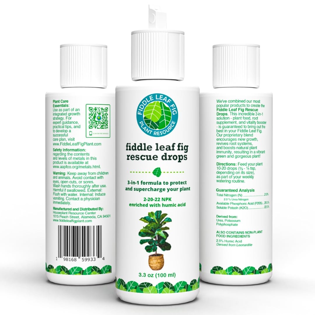 Fiddle Leaf Fig Rescue Drops – Treats Root Rot, Brown Spots, Leaf Drop & Stress