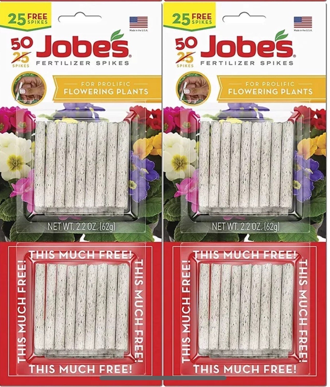 2 Pack Jobes Fertilizer Spikes Prolific Flowering Plants Contains 100 Spikes
