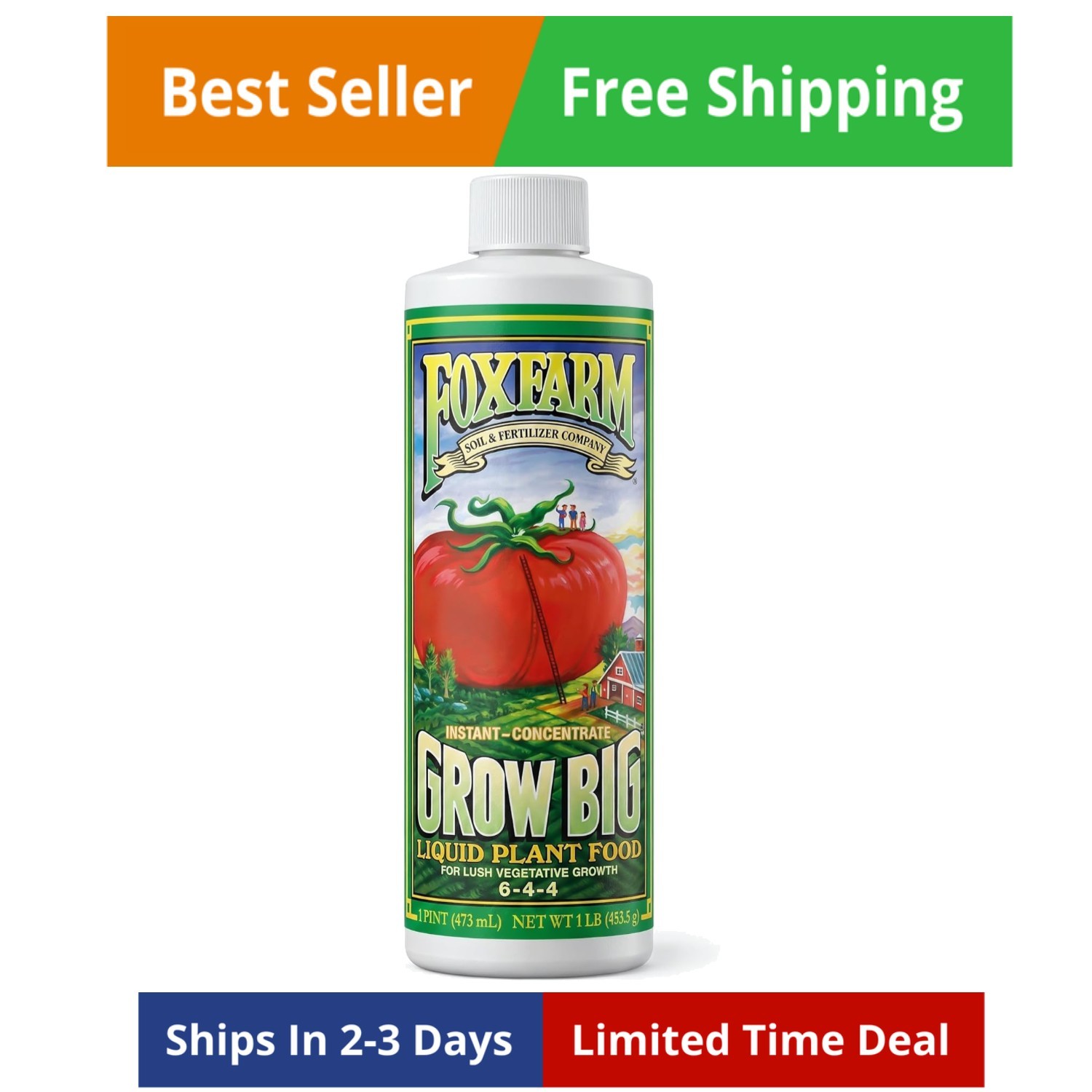 Grow Big Liquid Plant Food – 6-4-4 House Plant Fertilizer for Lush Vegetative…