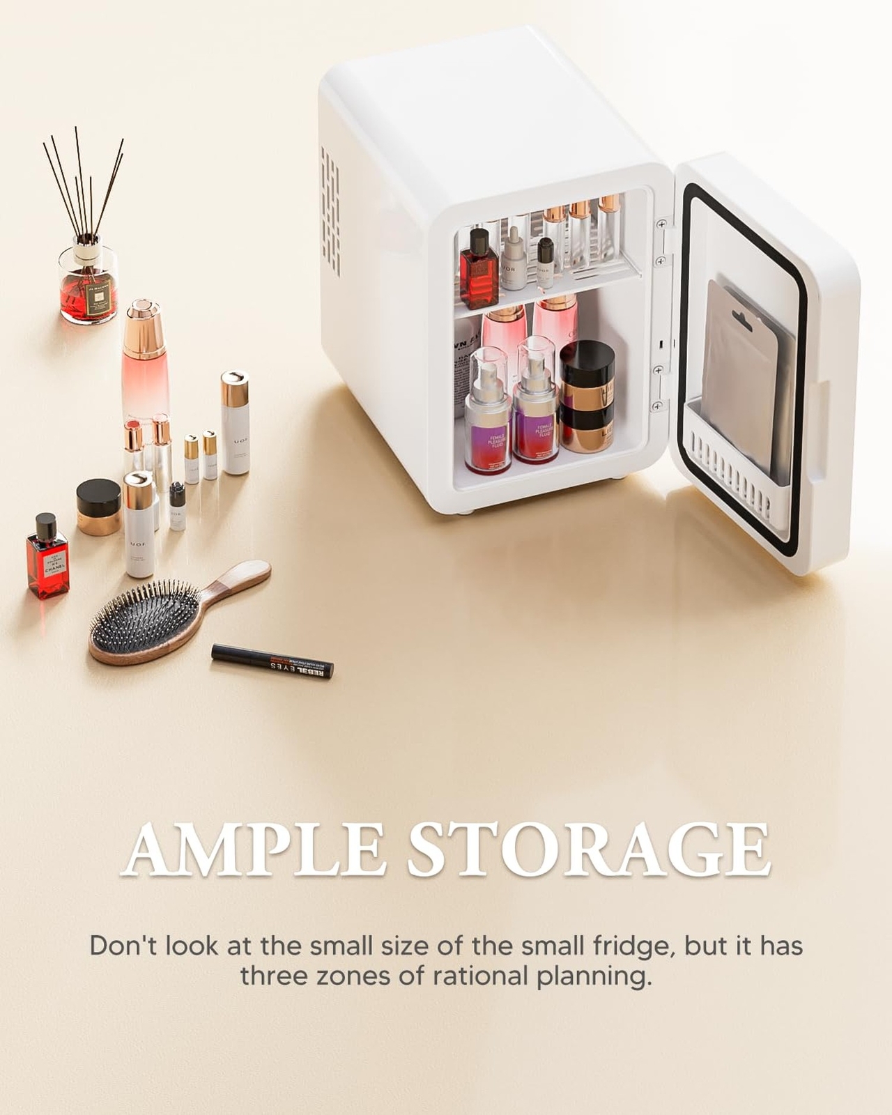 Portable Mini Fridge for Skincare Beauty Cosmetic Makeup, 4-Liter Thermoelect…