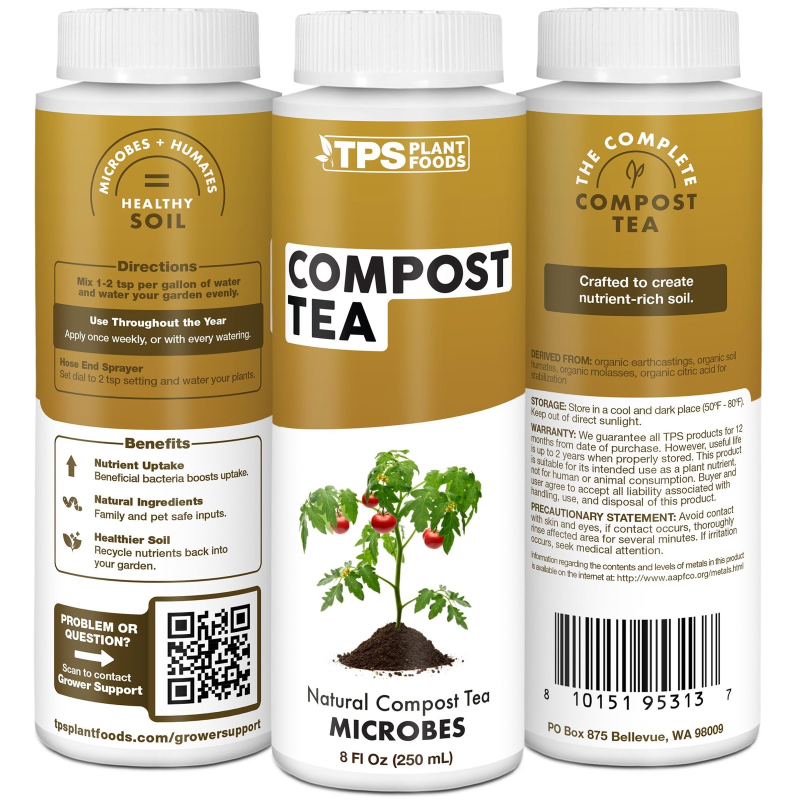 Compost Tea – Liquid Microbial Supplement for Living Soil, 8 oz (1/2 Pint)