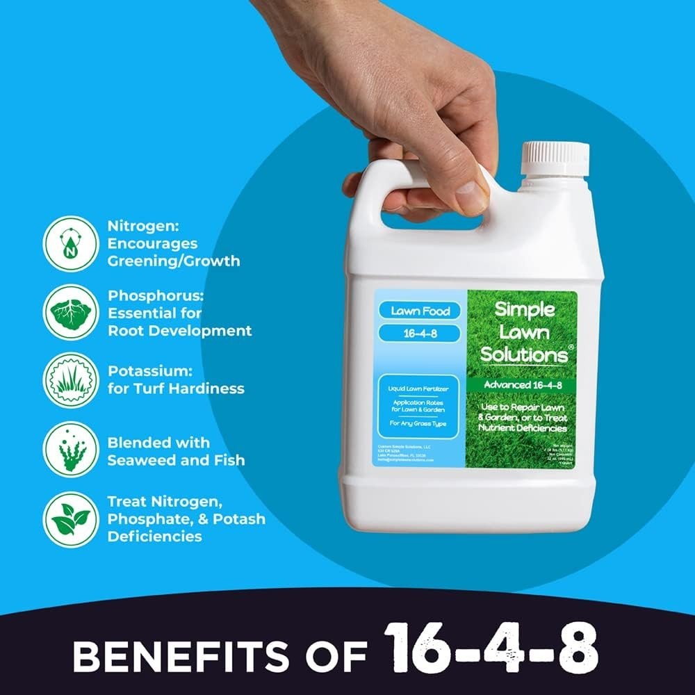 Advanced 16-4-8 Lawn Fertilizer – Liquid Lawn Food Spring & Summer Concentrat…