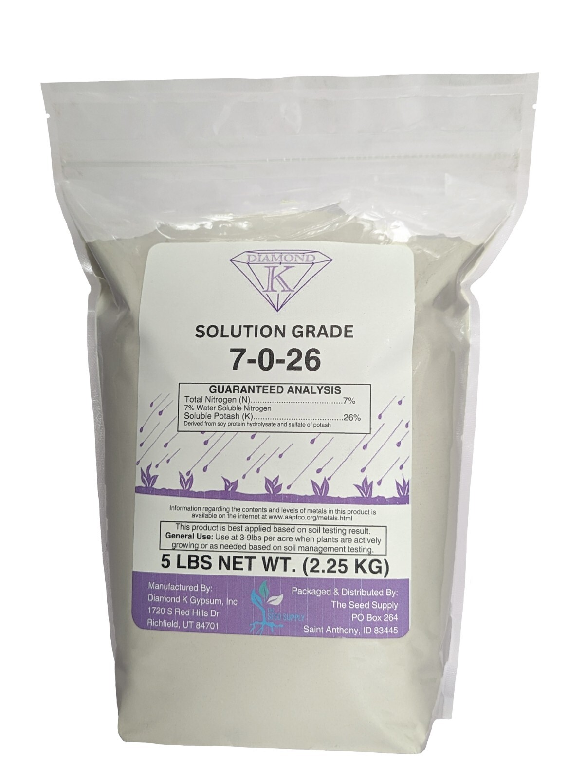 5 Pounds 7-0-26 Nitrogen & Potassium Soluble Garden Fertilizer Powder