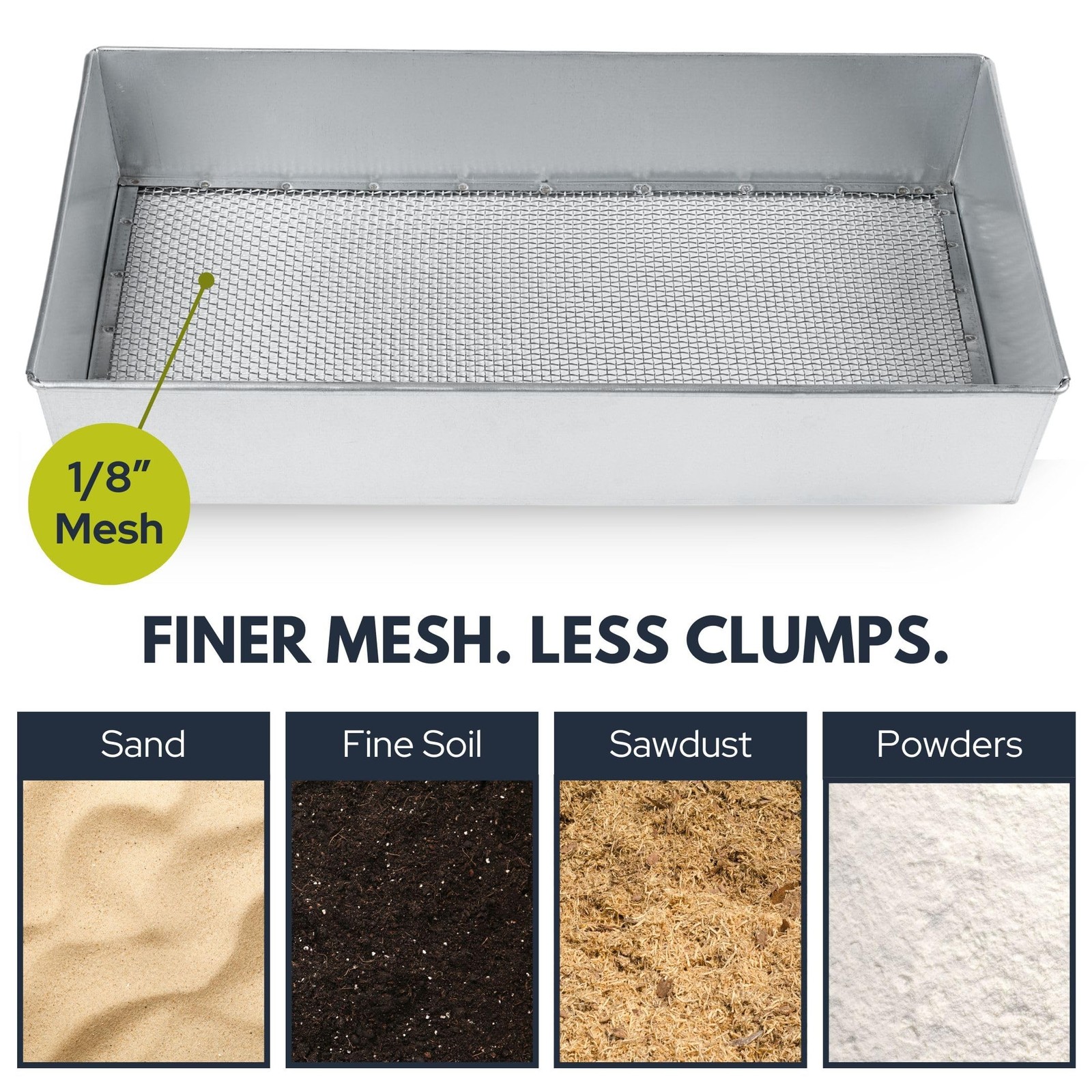 Soil Sifter, Wide Size (17.5 x 11.5 inches) with 1/8-inch Mesh, Garden Sieve …