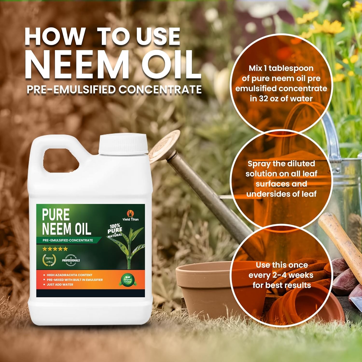 Yield Titan Pre-Emulsified Neem Oil Concentrate – Natural – Built-in Emulsifier