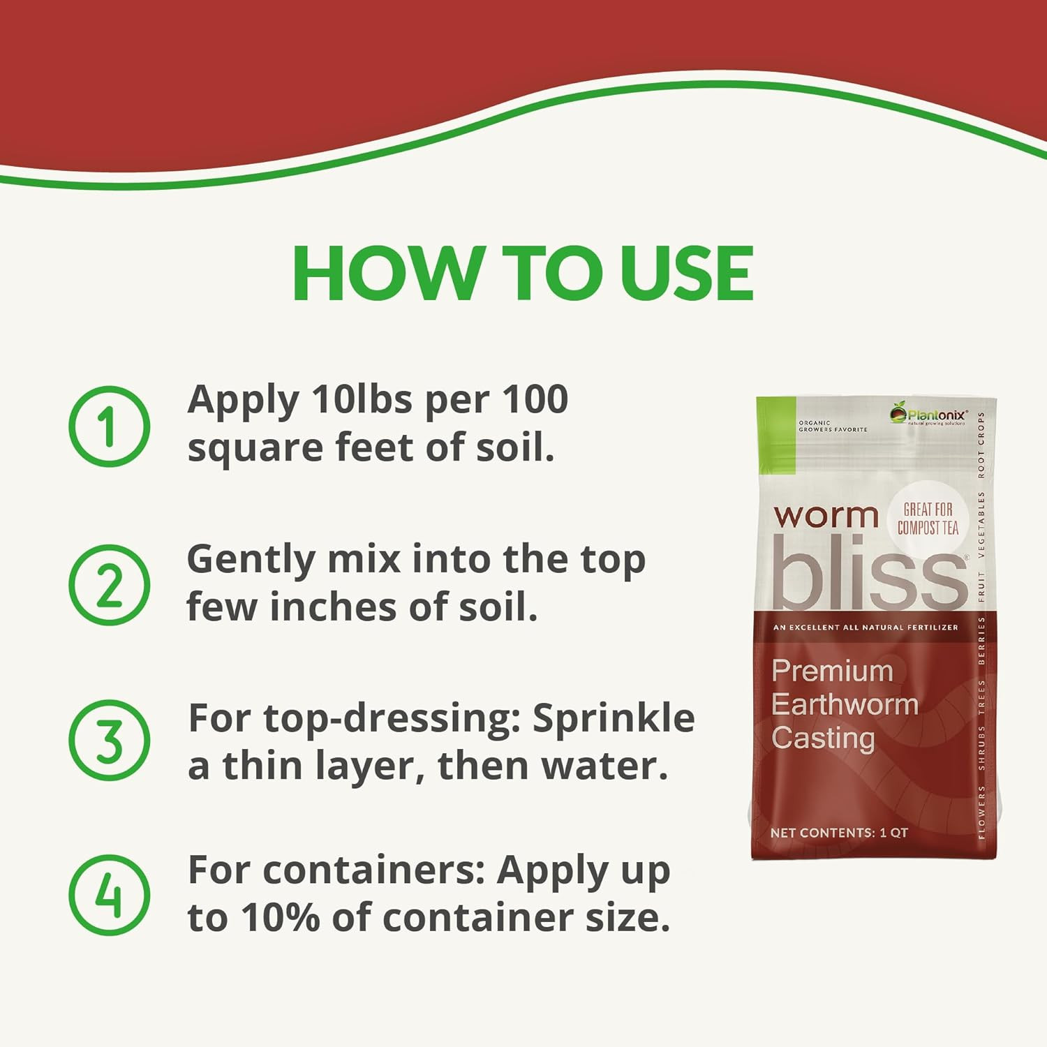 Organic Worm Castings & Biochar Soil Amendment Fertilizer Plants 1 Qt
