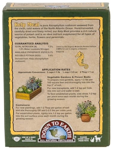 Mezcla De Fertilizante De Harina De Algas Organicas Down To Earth 1-0.1-2, 0….