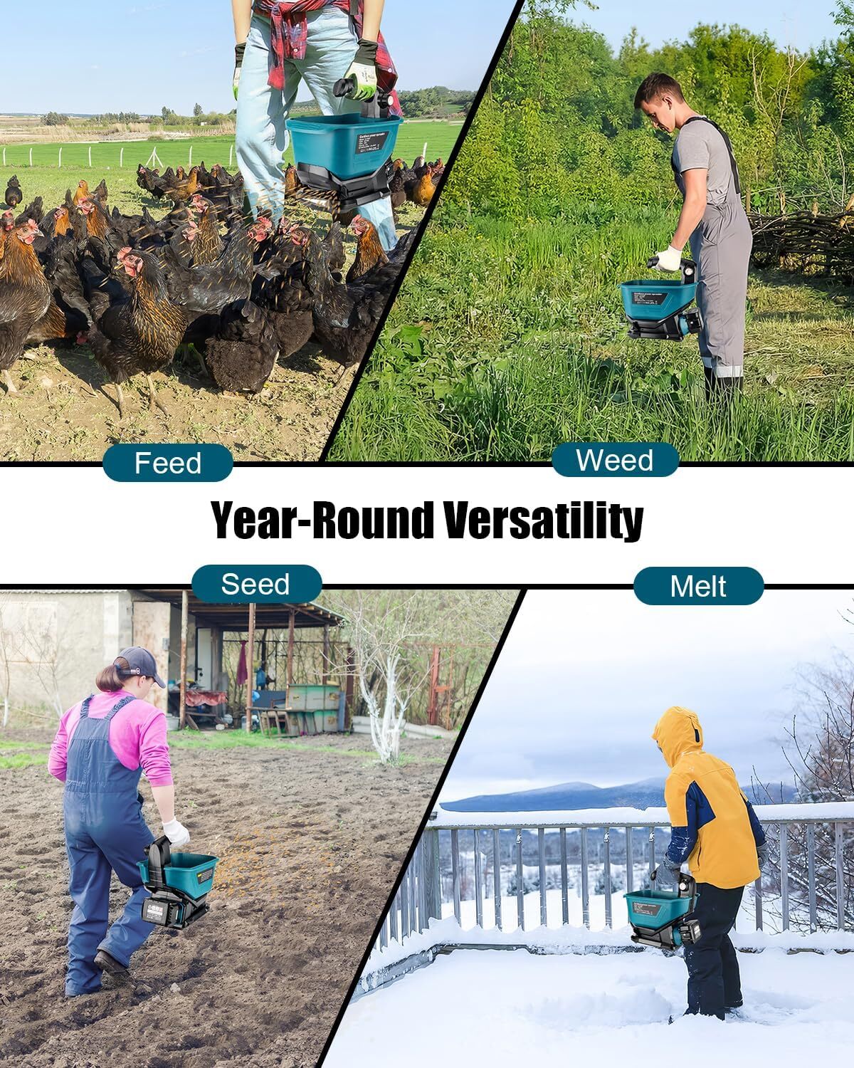 Salt Spreader for Makita 18v Battery,Handheld Fertilizer Spreader for