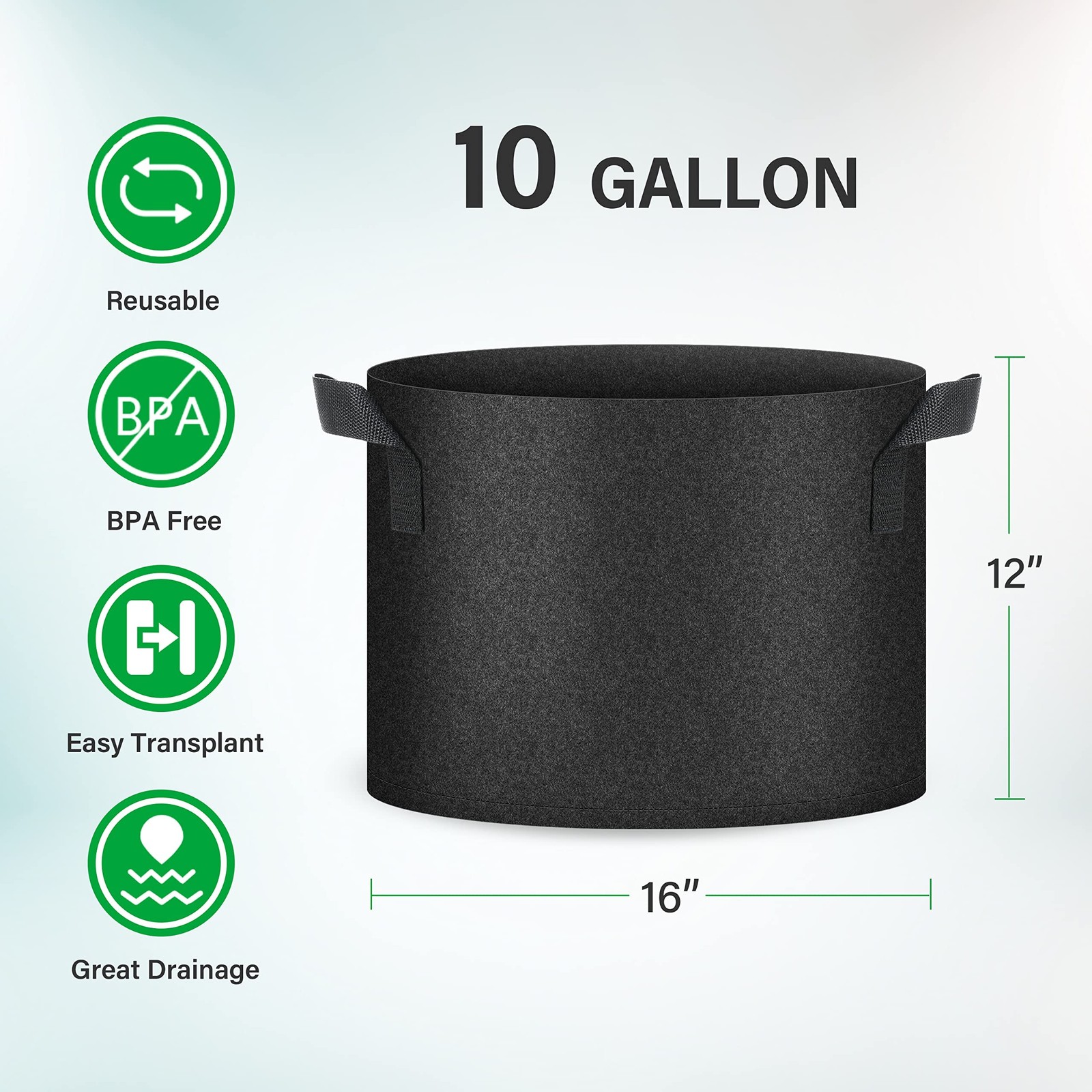 YSSOA 10-Pack 10 Gallon Grow Bags, Tomoato Plant Pots with Handles, Aeration …