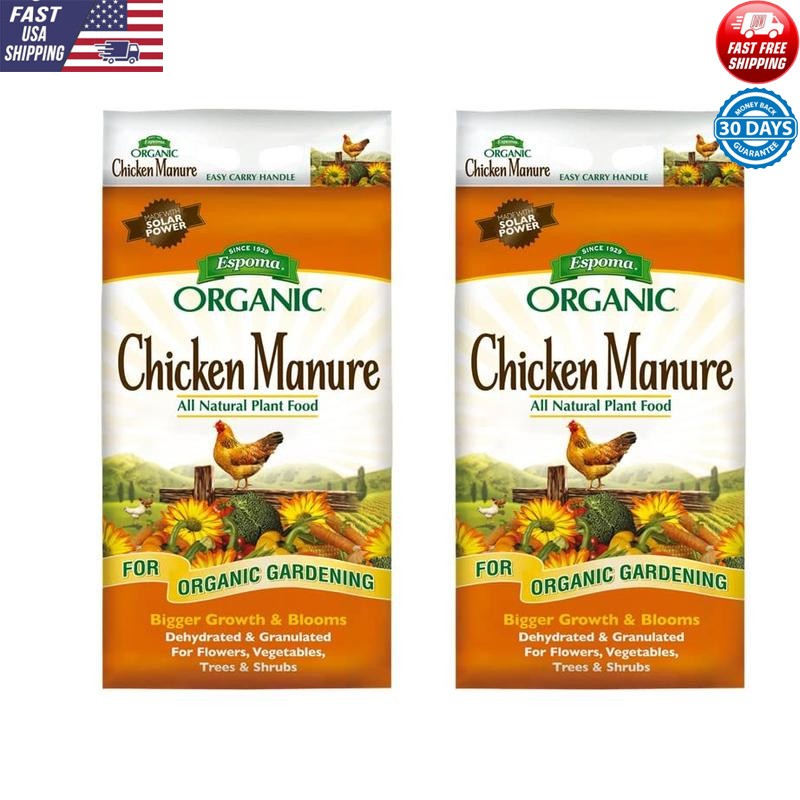 Organic Chicken Manure Fertilizer 25lb Granules Flowers Vegetables Trees Shrubs
