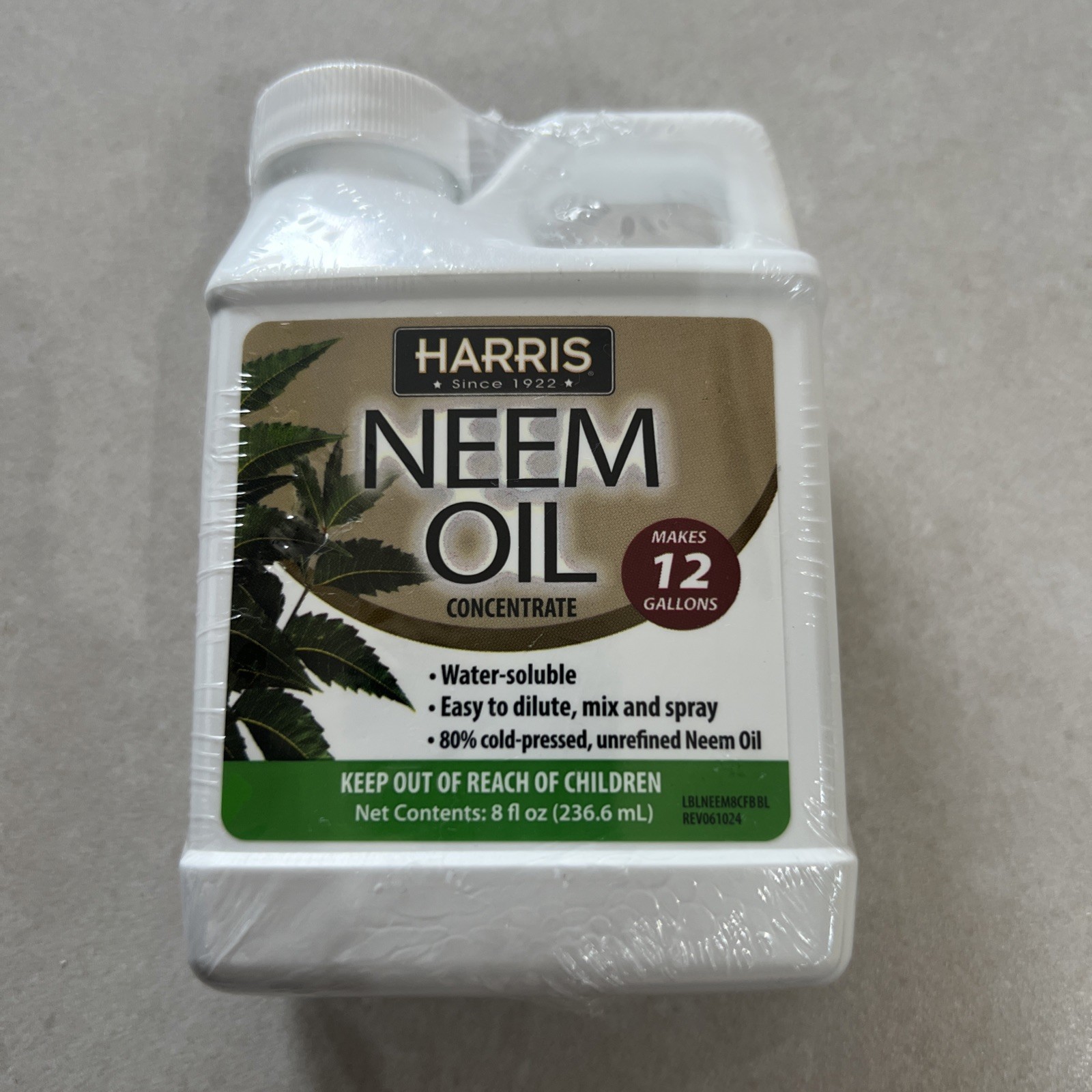 HARRIS Neem Oil Cold Pressed Water Soluble Concentrate, Makes 12 Gallons, 8Oz