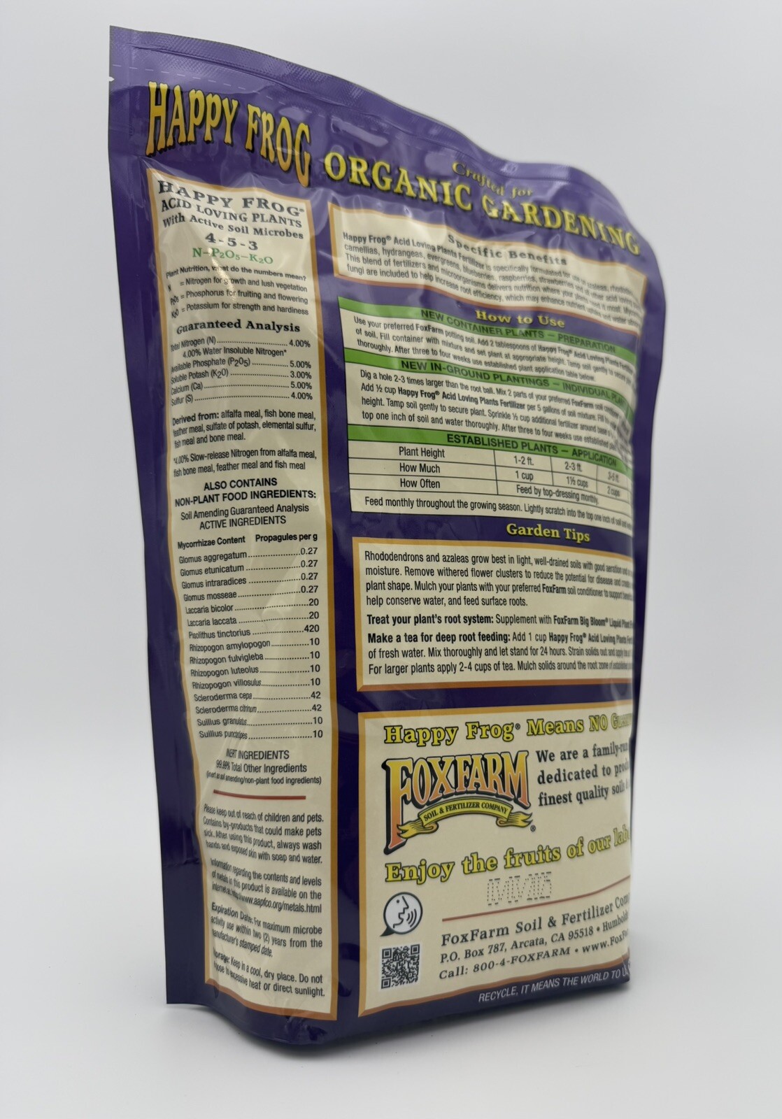Fox Farm Happy Frog Acid Loving Plants 4-5-3 Fertilizer 4lb Bag