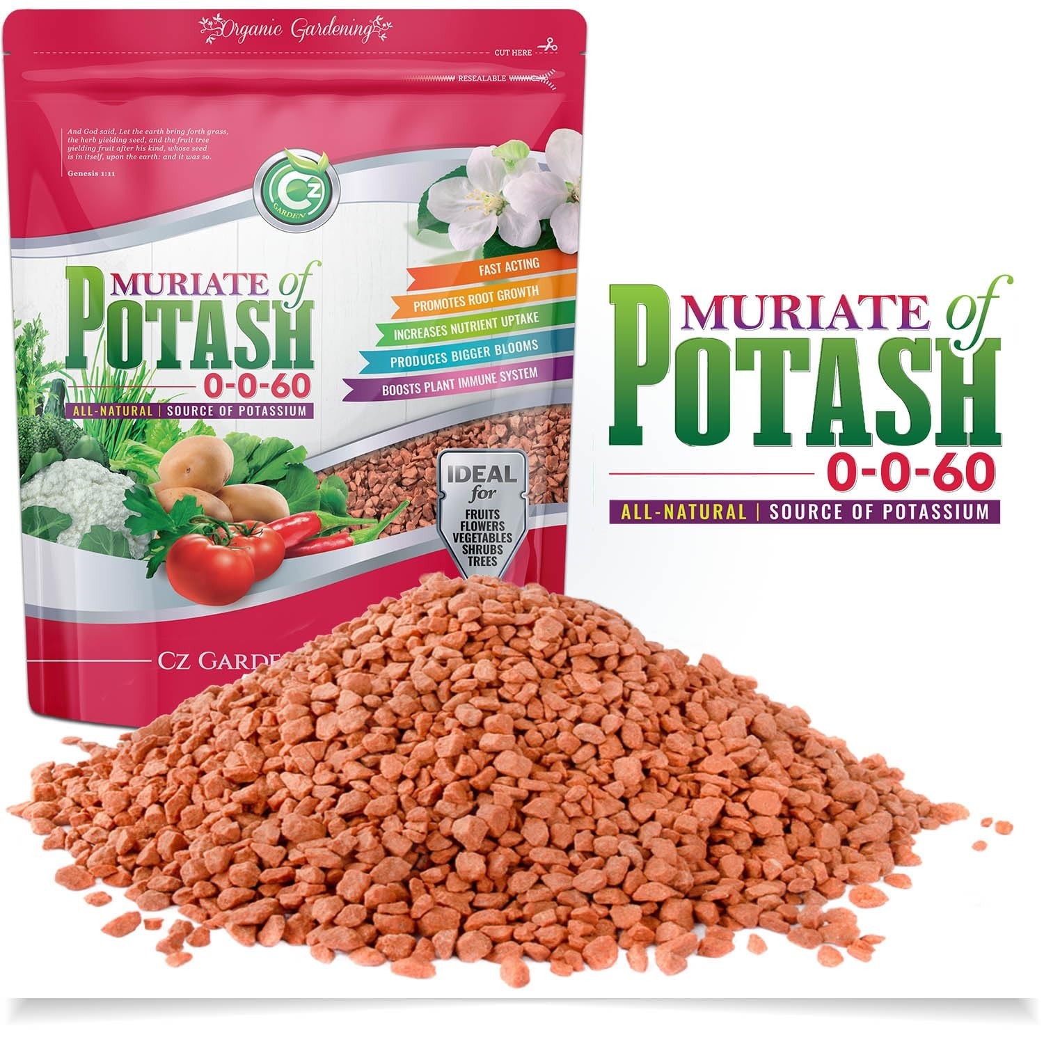 Muriate of Potash 0-0-60 Fertilizer – MOP Potassium Plant Food for Indoor/Ou…