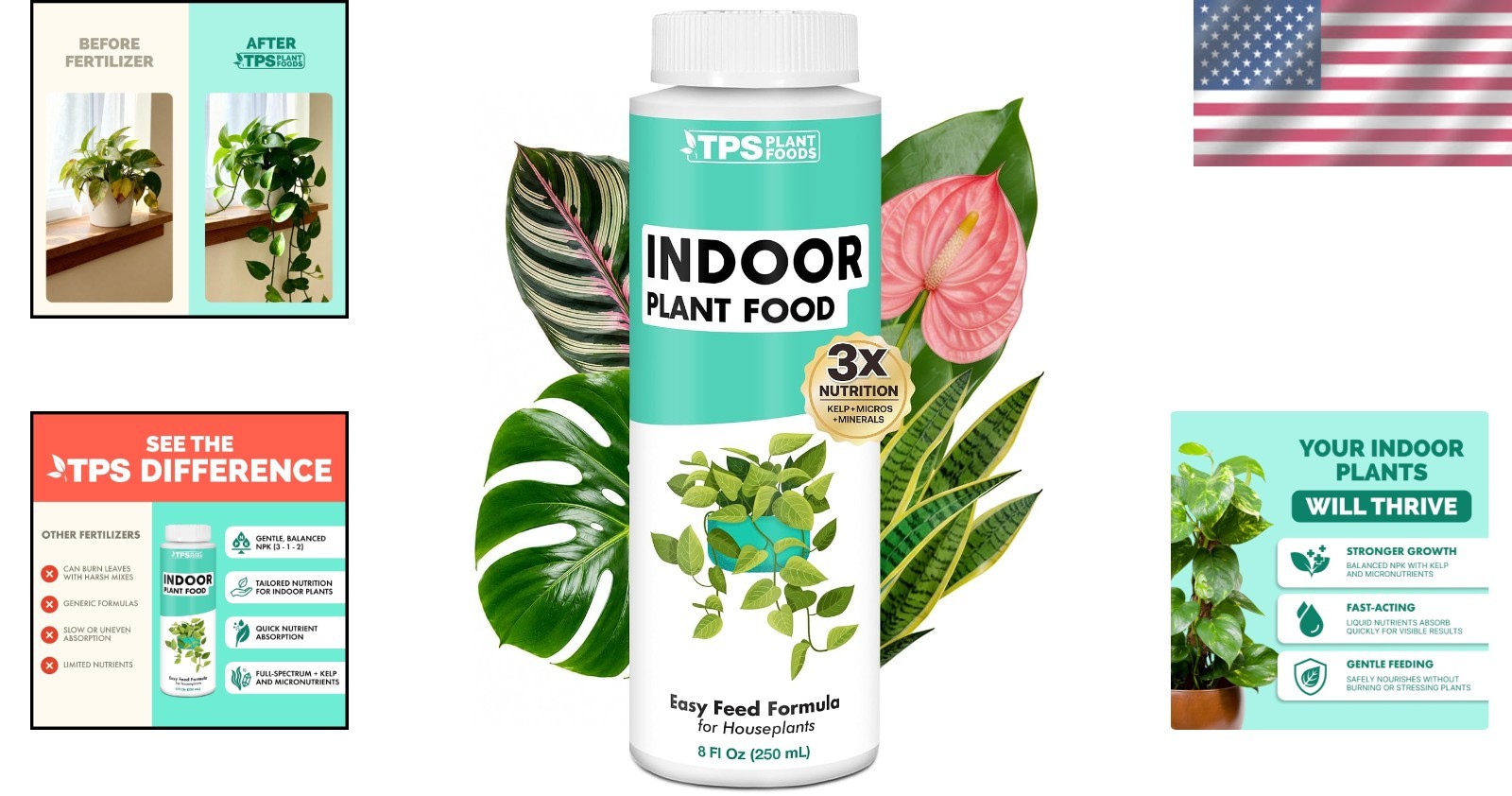 8oz Liquid Plant Food for All Indoor Plants – Encourages Growth & Strong Roots