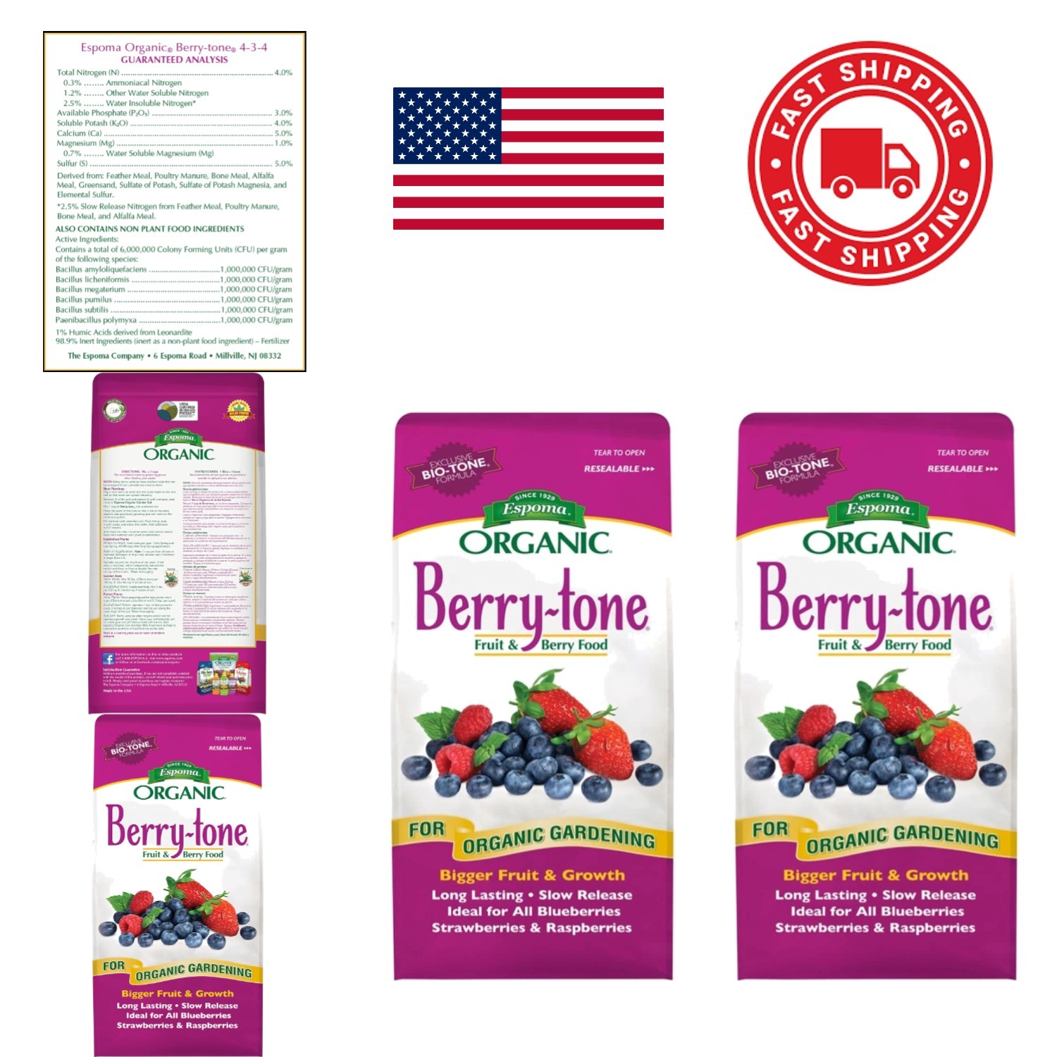 Natural Granular Fertilizer 4-3-4 for Blueberries Strawberries Raspberries