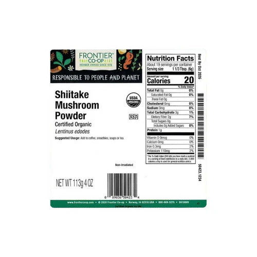 Frontier Coop Organic Shiitake Mushroom Powder 0.25 Lb