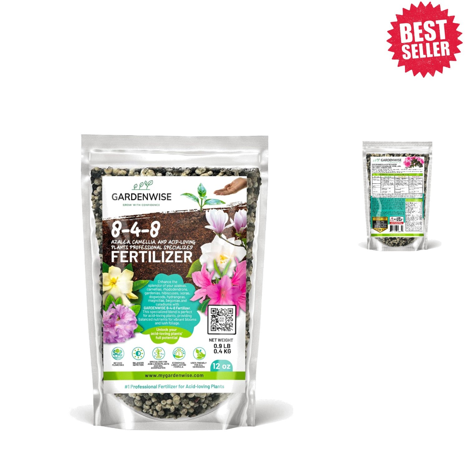 Eco-Friendly 8-4-8 Fertilizer 12 OZ – Nourishment for Gardenias & Rhododendrons