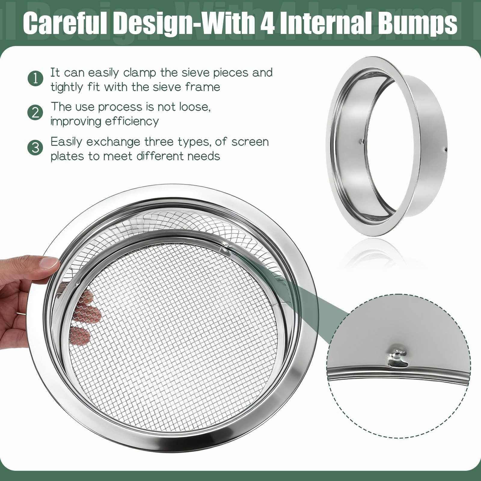 Soil Sieve Set Stainless Steel Garden Soil Sifter, Compost Mesh Sifter with 5…