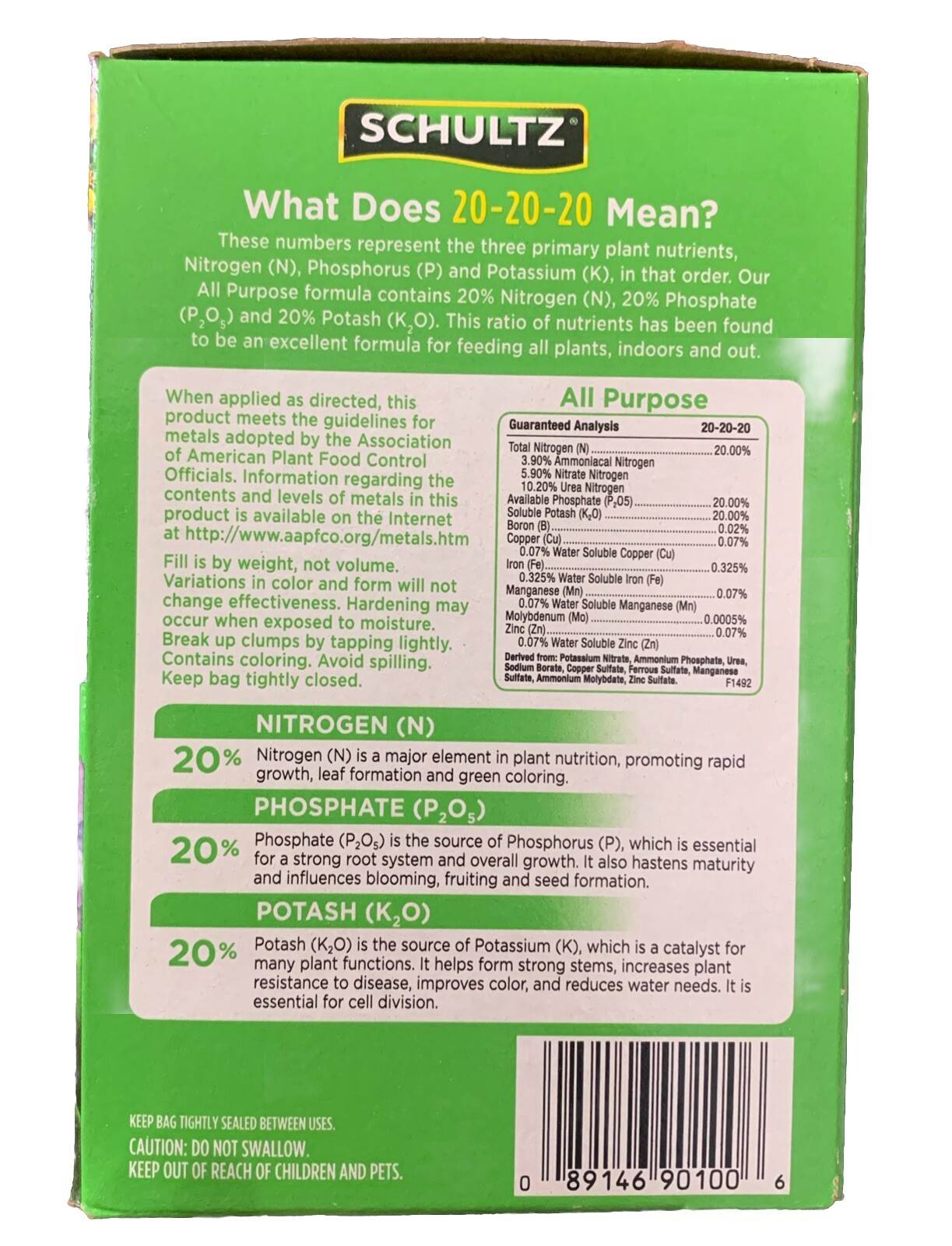 Schultz All Purpose Plant Food 20-20-20 Fast Acting Water Soluble 1.5 Lb