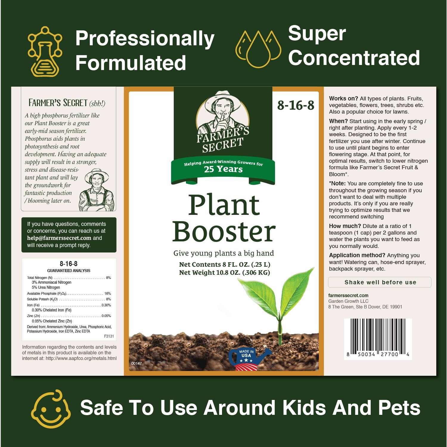 Plant Booster Fertilizer Super Concentrated 32oz Root Growth Formula