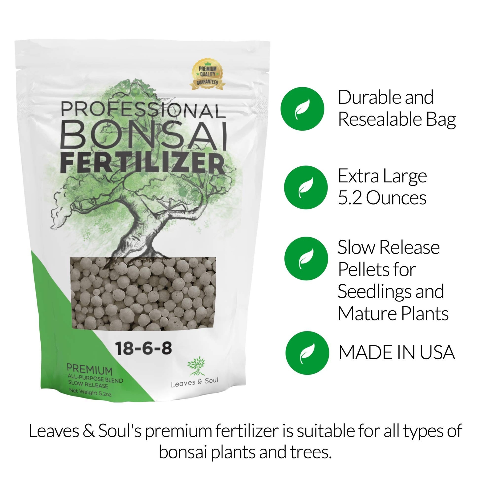 Leaves and Soul Bonsai Fertilizer Pellets |18-6-8 Slow Release Pellets for Se…