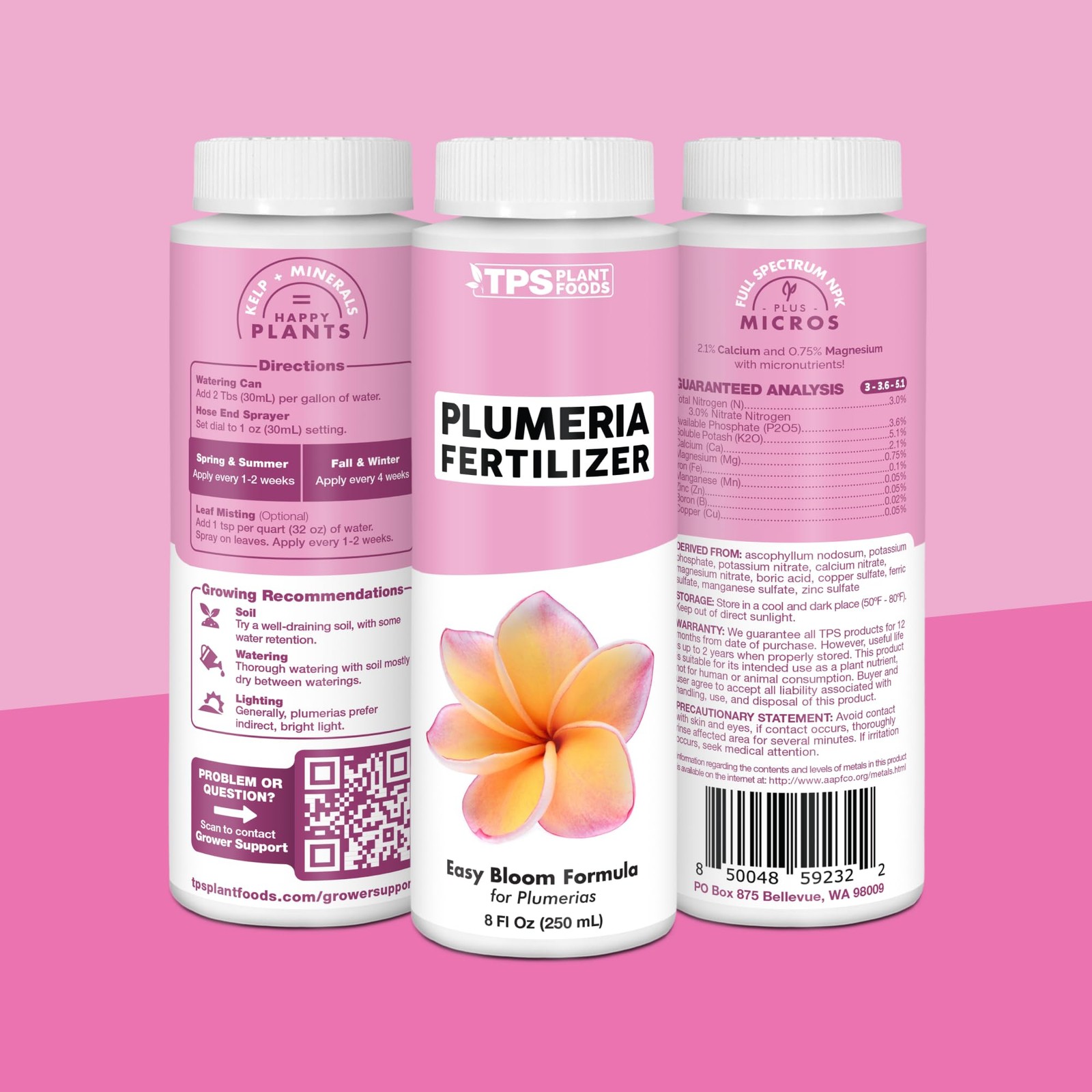 Plumeria Fertilizer – Liquid Plant Food for More Blooms, 8 oz (1/2 Pint)
